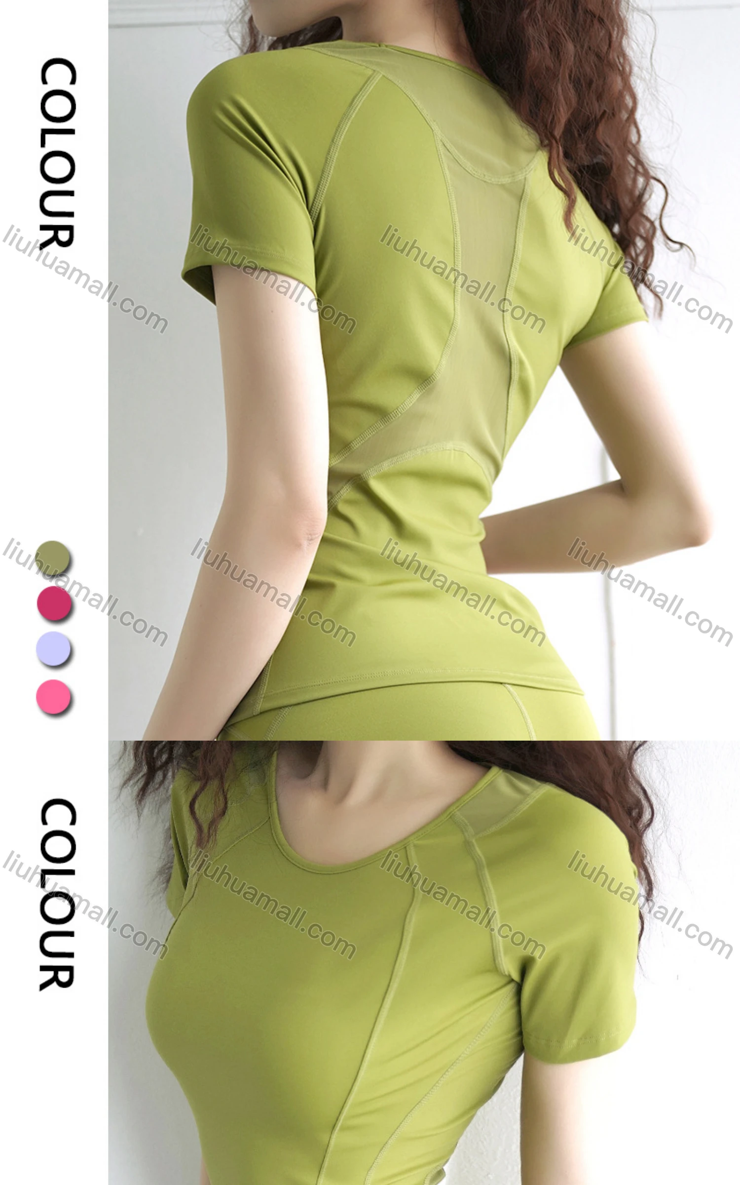 Wholesale Women's Sporty Crew Neck Quick Dry Breathable Slim Fit T-shirt - Liuhuamall