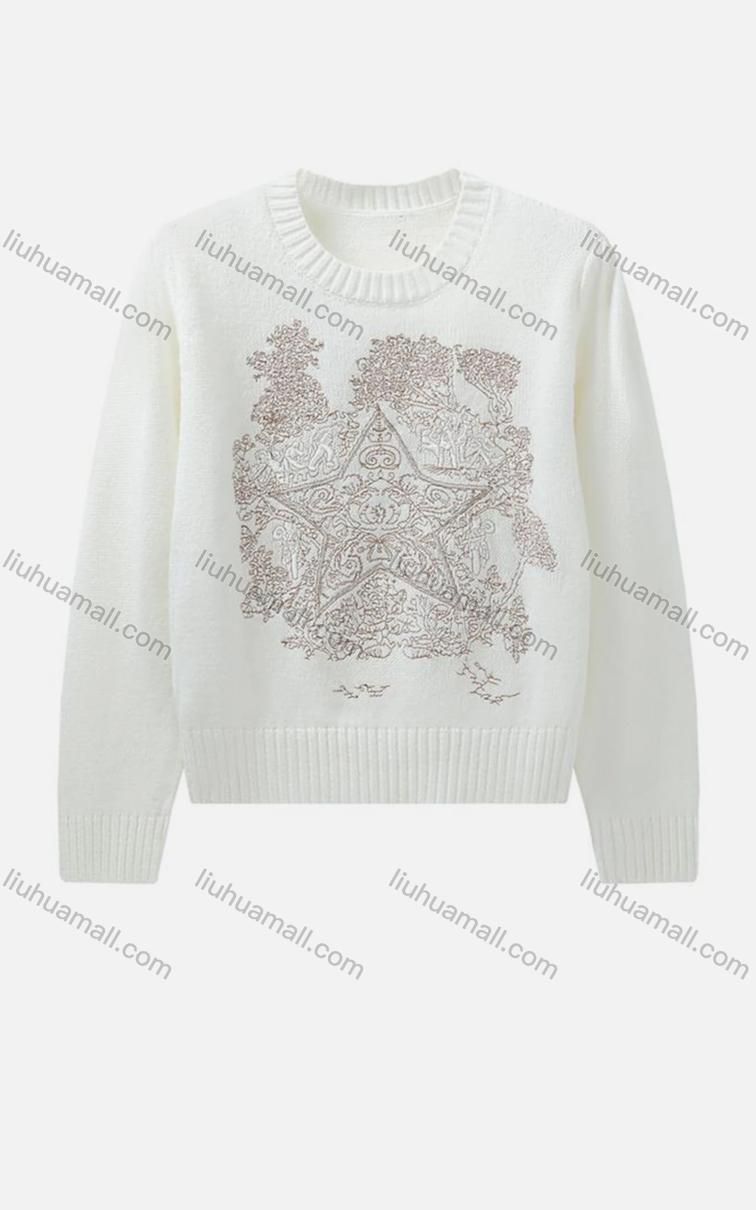 Wholesale Women's Casual Crew Neck Long Sleeve Graphic Sweater 8117# - Liuhuamall