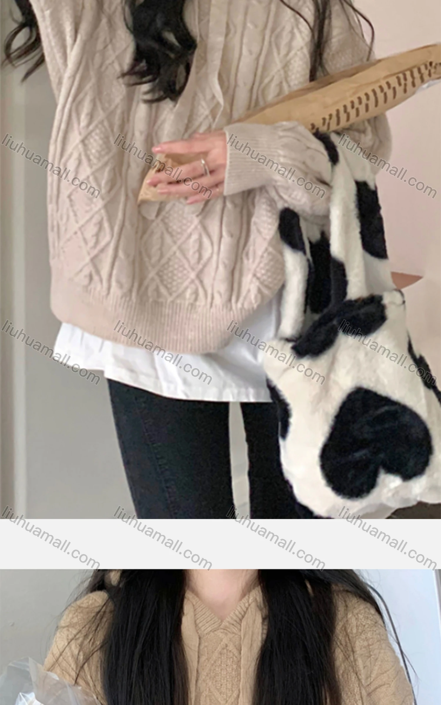 Wholesale Women's Casual Plain Long Sleeve Cable Knit Hoodies 8120# - Liuhuamall