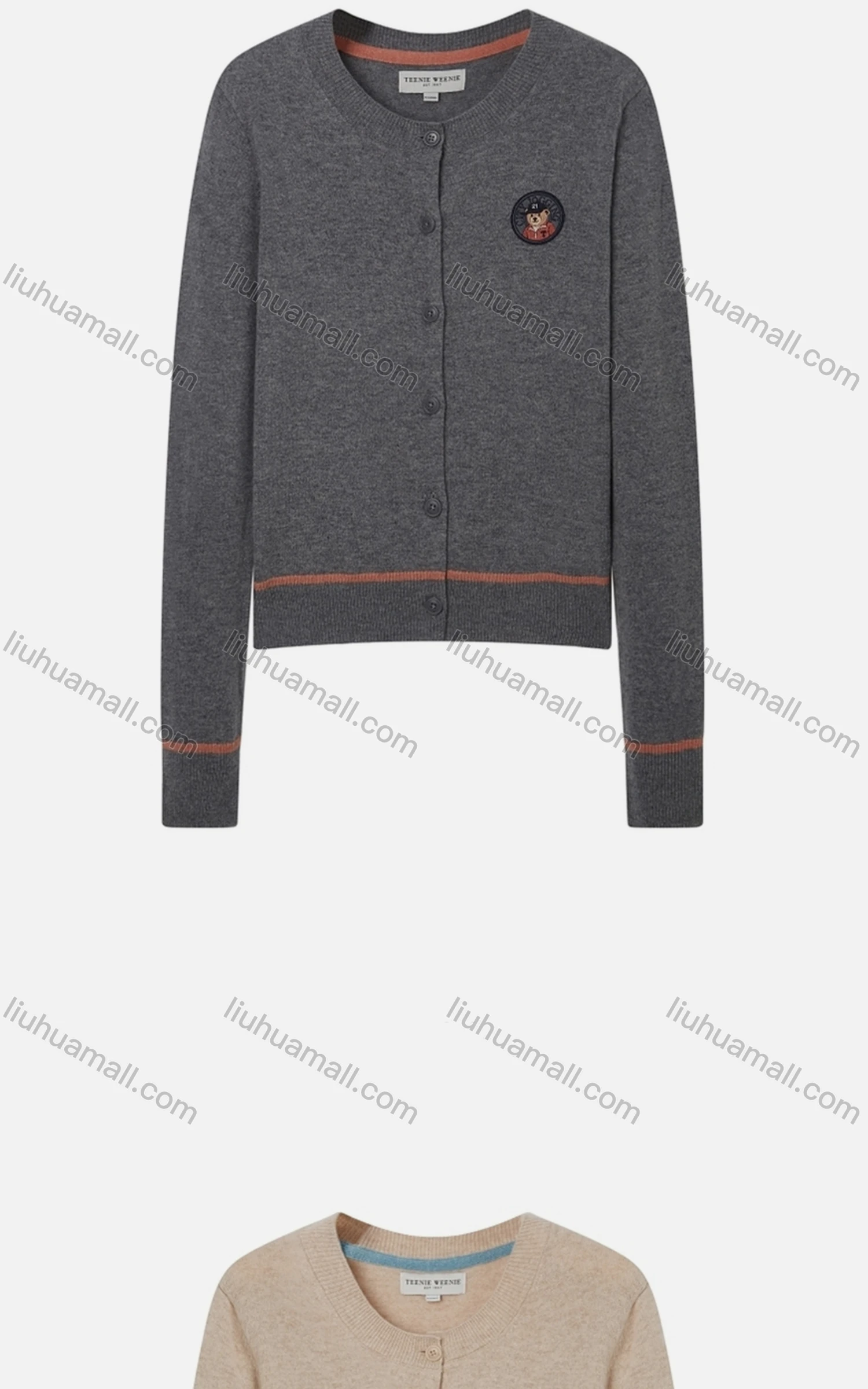 Wholesale Women's Casual Crew Neck Button Down Knit Crop Cardigan 8128# - Liuhuamall
