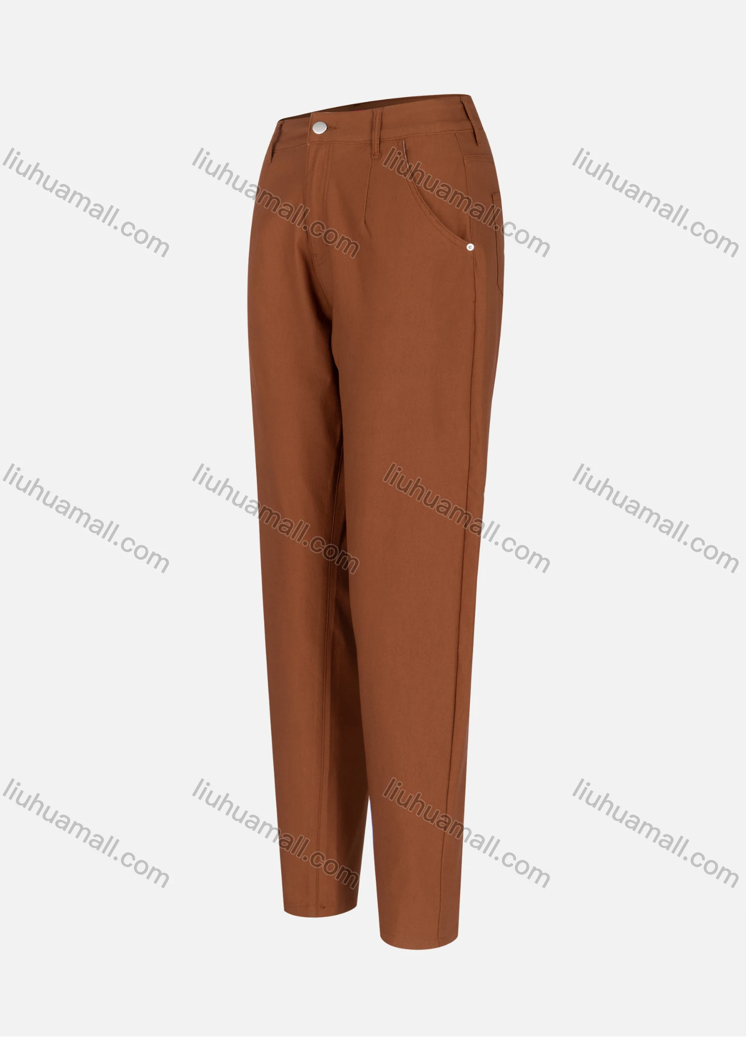 Wholesale Women's Casual Plain High Waist Straight Leg Ankle Length Pants LKC-001# - Liuhuamall