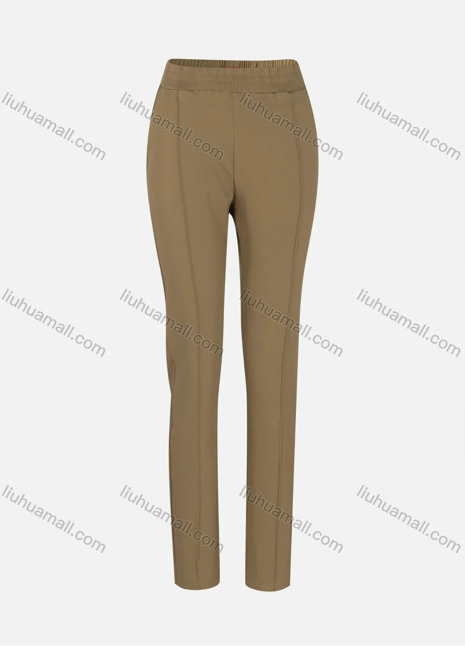 Wholesale Women's Casual Plain High Waist Straight Leg Ankle Length Slim Fit Pants W-15# - Liuhuamall