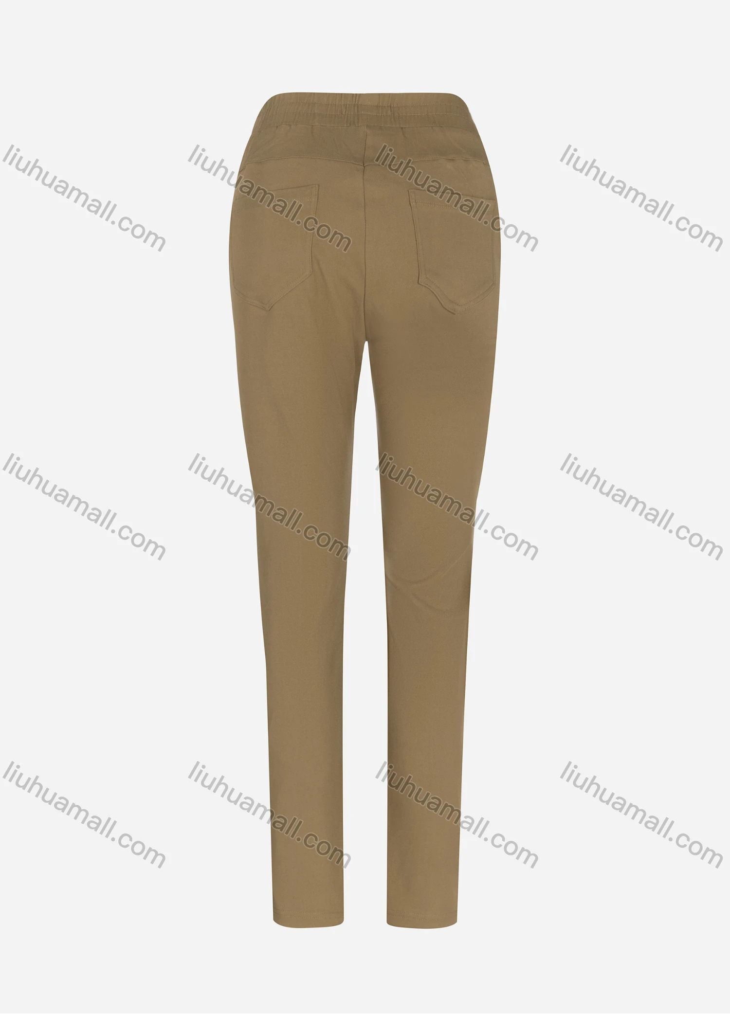 Wholesale Women's Casual Plain High Waist Straight Leg Ankle Length Slim Fit Pants W-15# - Liuhuamall