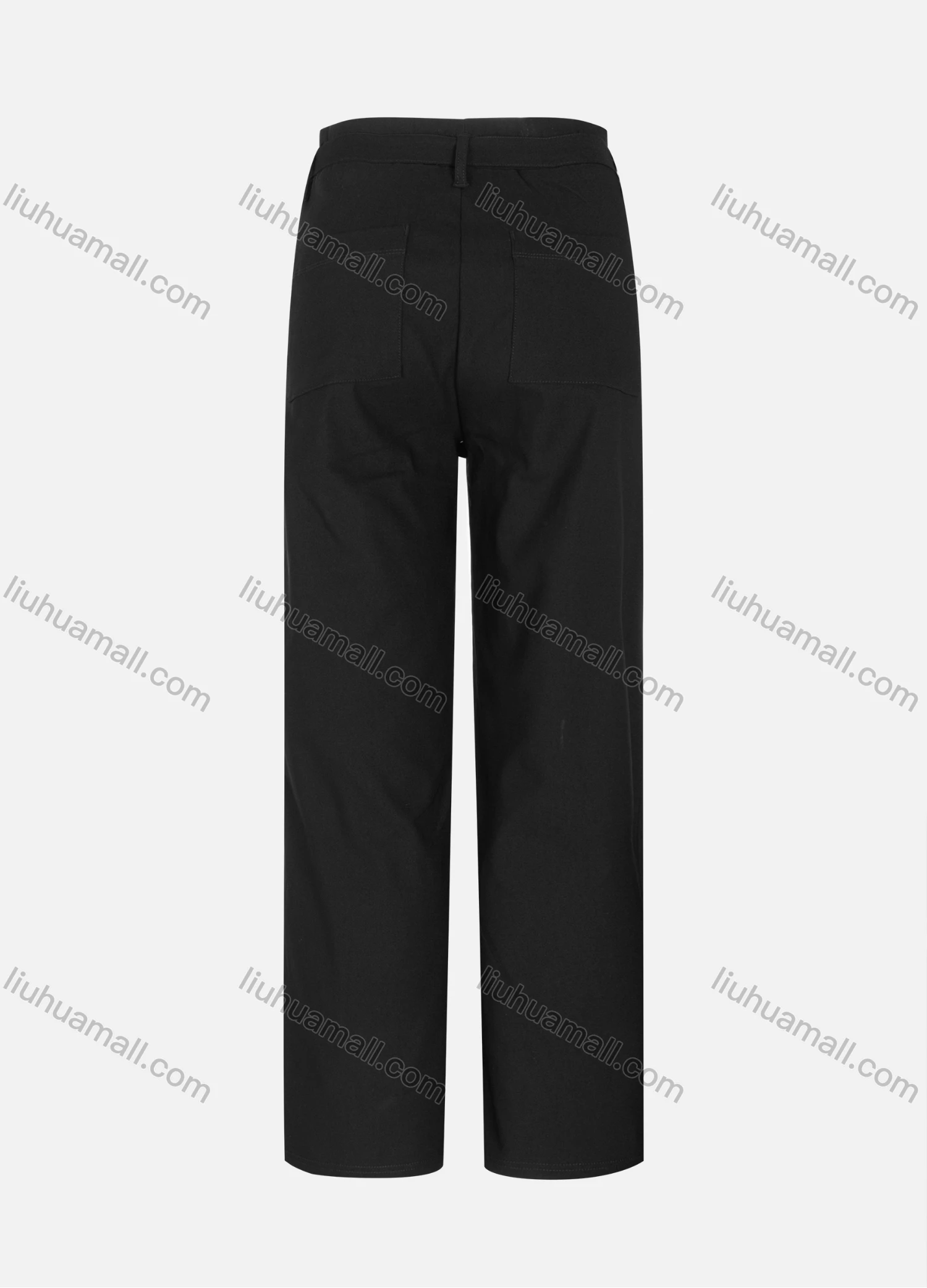 Wholesale Women's Casual Plain High Waist Wide Leg Ankle Length Pants With Belt W-10BK# - Liuhuamall