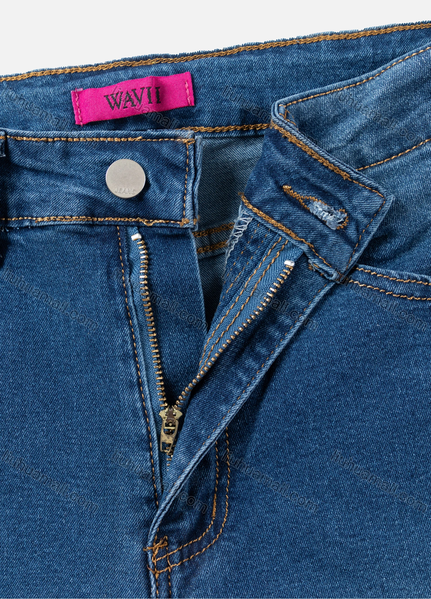 Wholesale Women's Casual Plain Distressed High Waist Straight Leg Ankle Length Slim Fit Jeans With Belt M2-1MB# - Liuhuamall