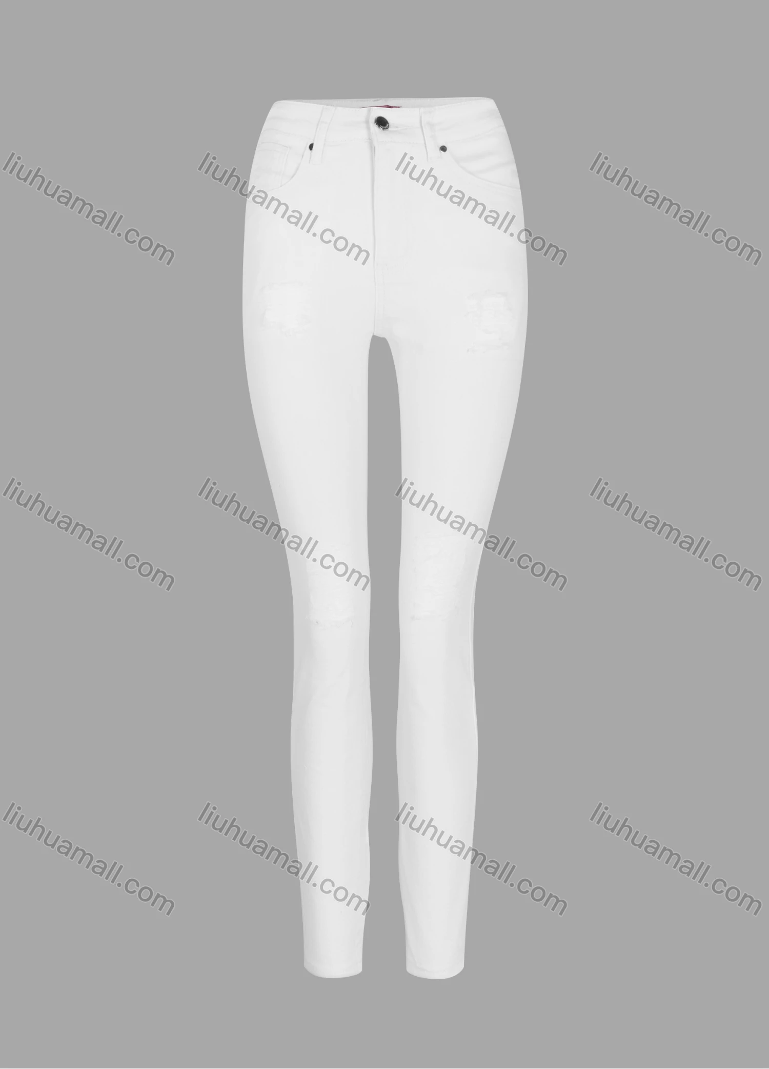 Wholesale Women's Casual Plain High Waist Straight Leg Ankle Length Skinny Fit Jeans MJ-7WT# - Liuhuamall