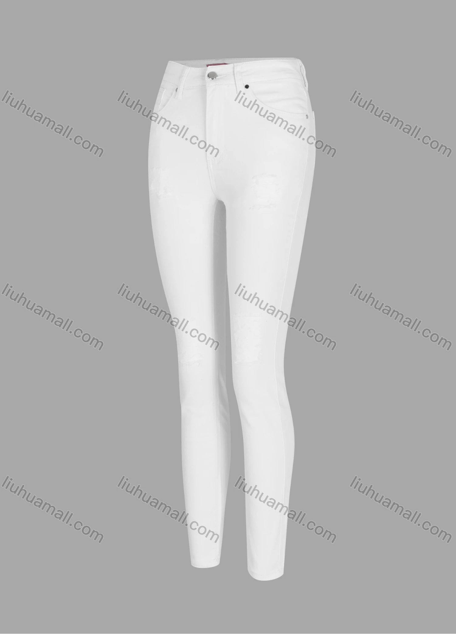 Wholesale Women's Casual Plain High Waist Straight Leg Ankle Length Skinny Fit Jeans MJ-7WT# - Liuhuamall