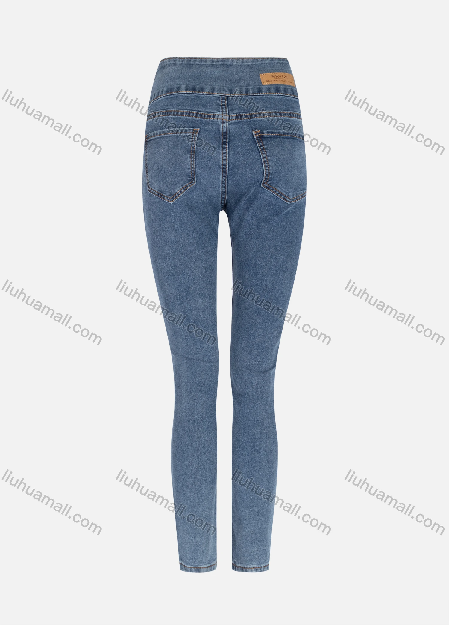 Wholesale Women's Casual Plain High Waist Straight Leg Ankle Length Skinny Fit Jeans MJ-294BU# - Liuhuamall