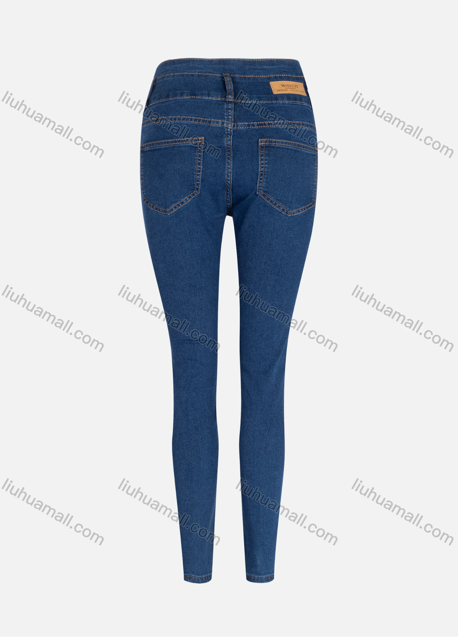 Wholesale Women's Casual Plain High Waist Tie Front Straight Leg Ankle Length Skinny Fit Jeans WZ-4MB# - Liuhuamall