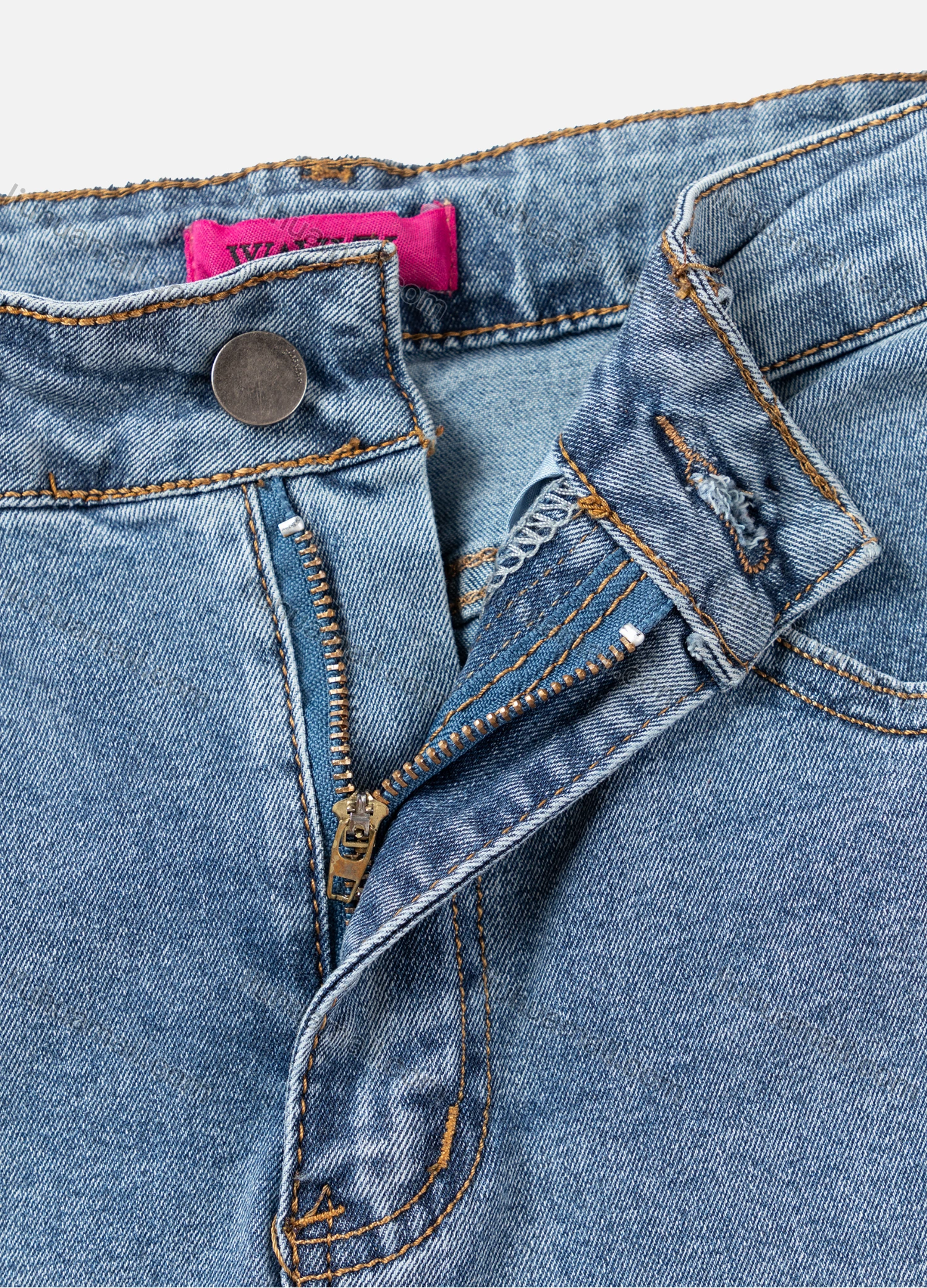 Wholesale Women's Casual Plain High Waist Ripped Straight Leg Ankle Length Skinny Fit Jeans MZ-8BU# - Liuhuamall