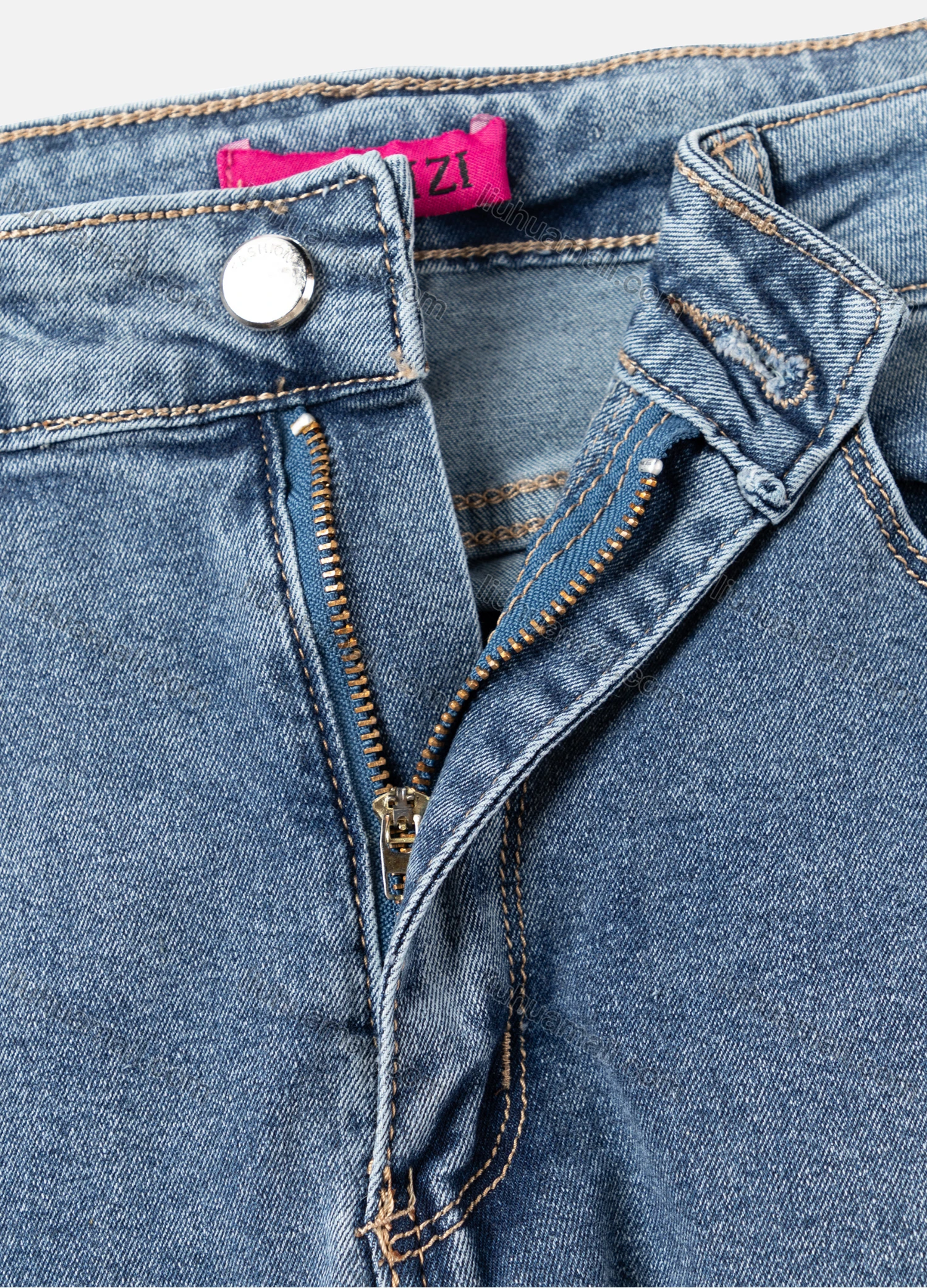 Wholesale Women's Casual Plain Ripped High Waist Straight Leg Ankle Length Slim Fit Jeans W2-2BU# - Liuhuamall