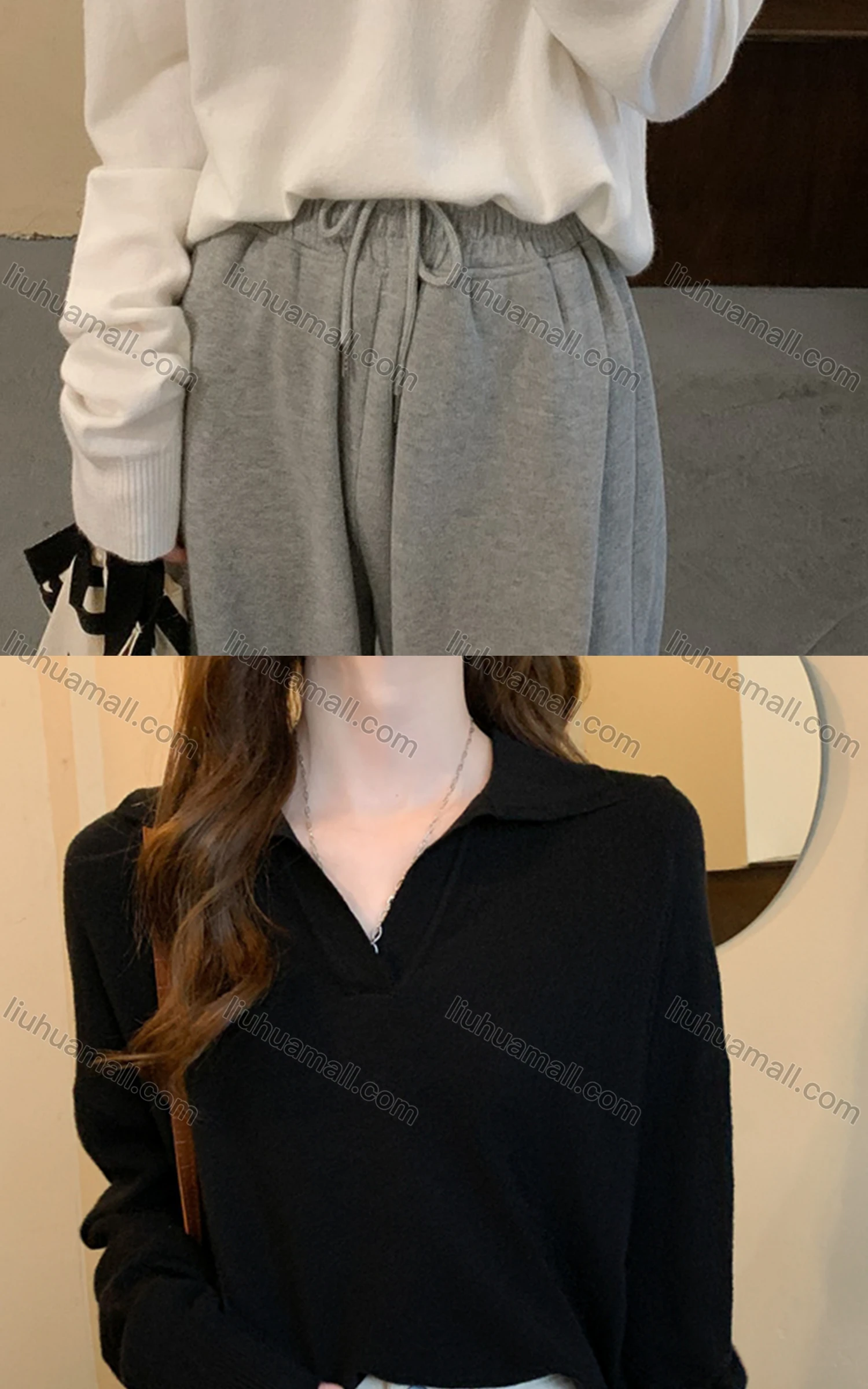 Wholesale Women's Casual Turn-down Collar Long Sleeve Knit Blouse 8147# - Liuhuamall