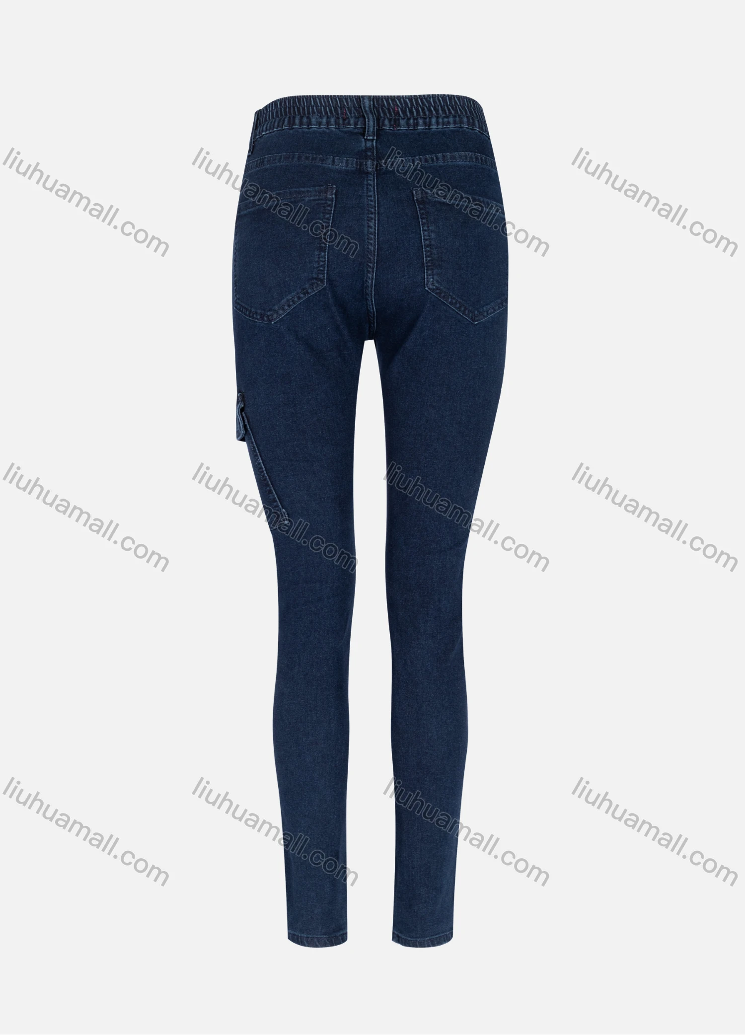 Wholesale Women's Casual Plain High Waist Straight Leg Ankle Length Flap Pockets Skinny Fit Jeans WZ-6DB# - Liuhuamall