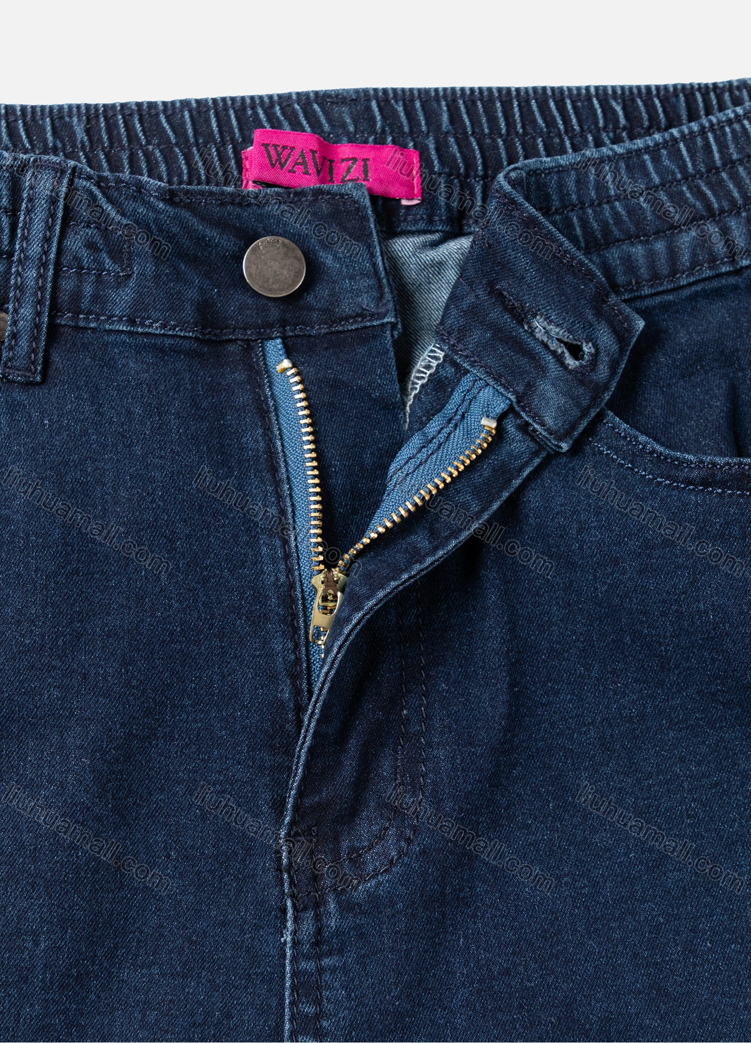 Wholesale Women's Casual Plain High Waist Straight Leg Ankle Length Flap Pockets Skinny Fit Jeans WZ-6DB# - Liuhuamall