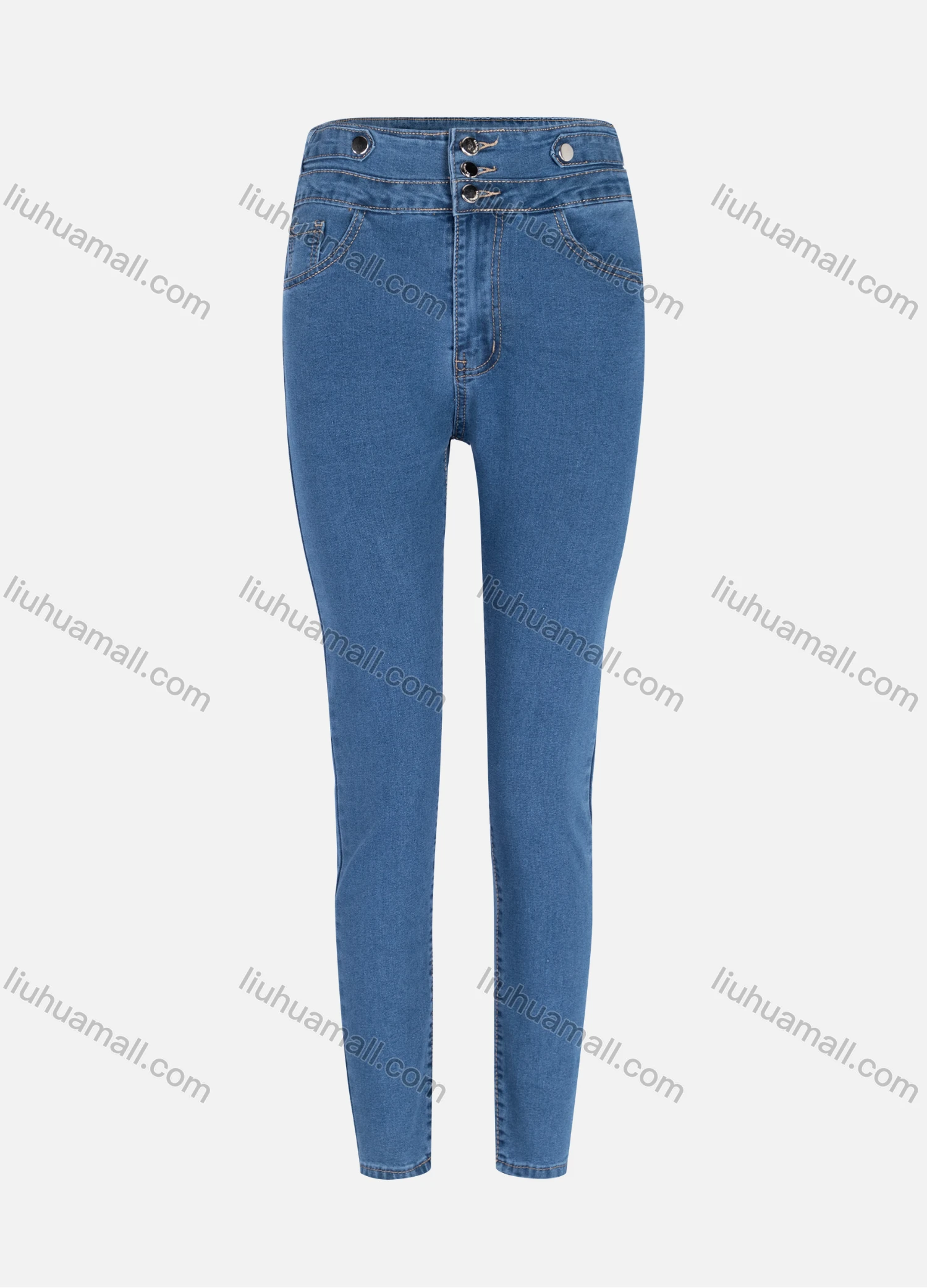Wholesale Women's Casual Plain High Waist Straight Leg Ankle Length Skinny Fit Jeans WZ-5LB# - Liuhuamall