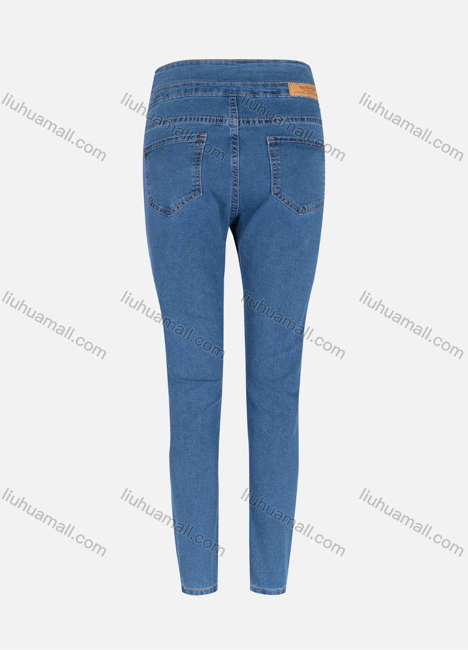 Wholesale Women's Casual Plain High Waist Straight Leg Ankle Length Skinny Fit Jeans WZ-5LB# - Liuhuamall