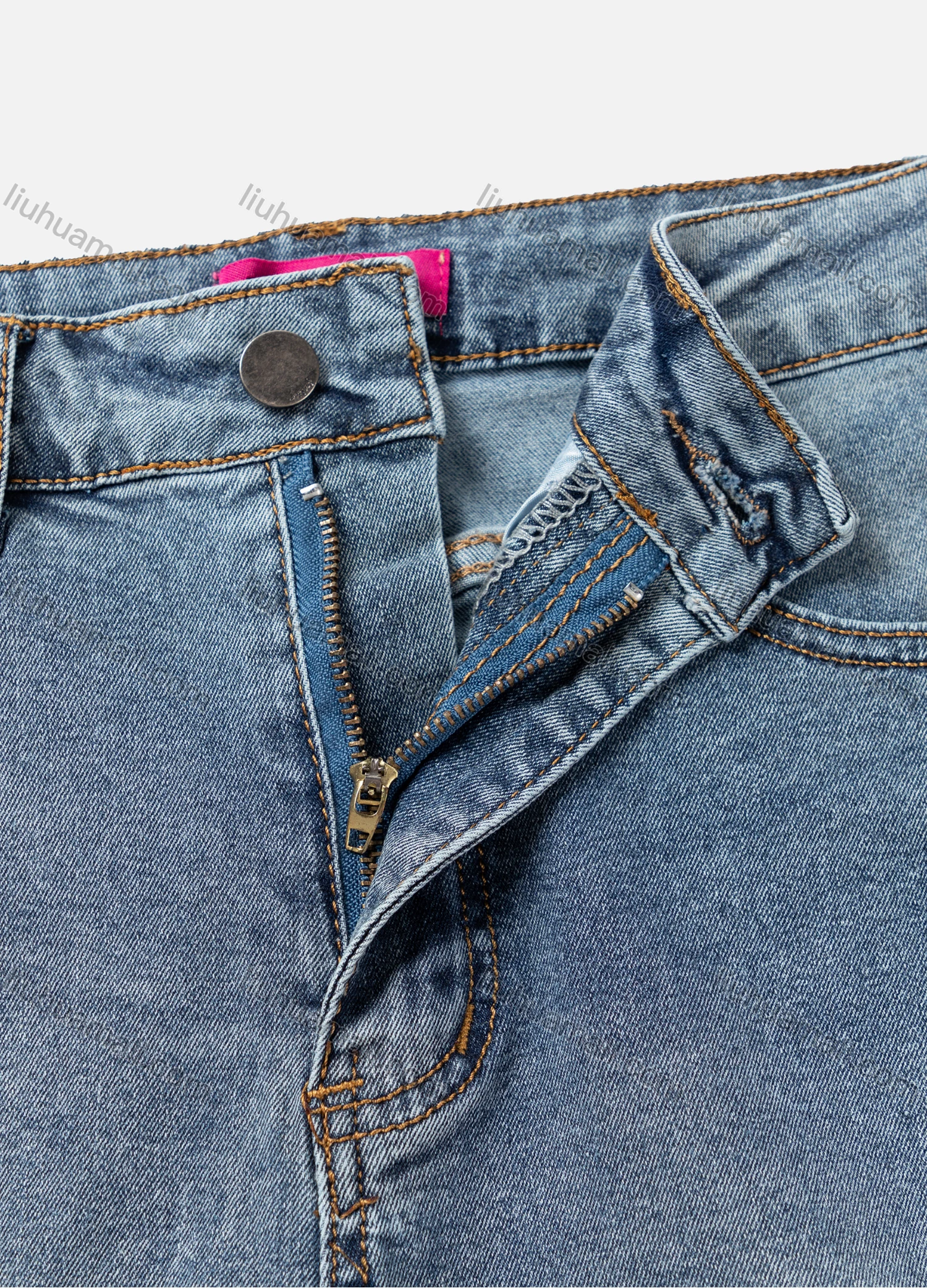 Wholesale Women's Casual Plain High Waist Straight Leg Ankle Length Skinny Fit Jeans With Belt WZ-7BU# - Liuhuamall