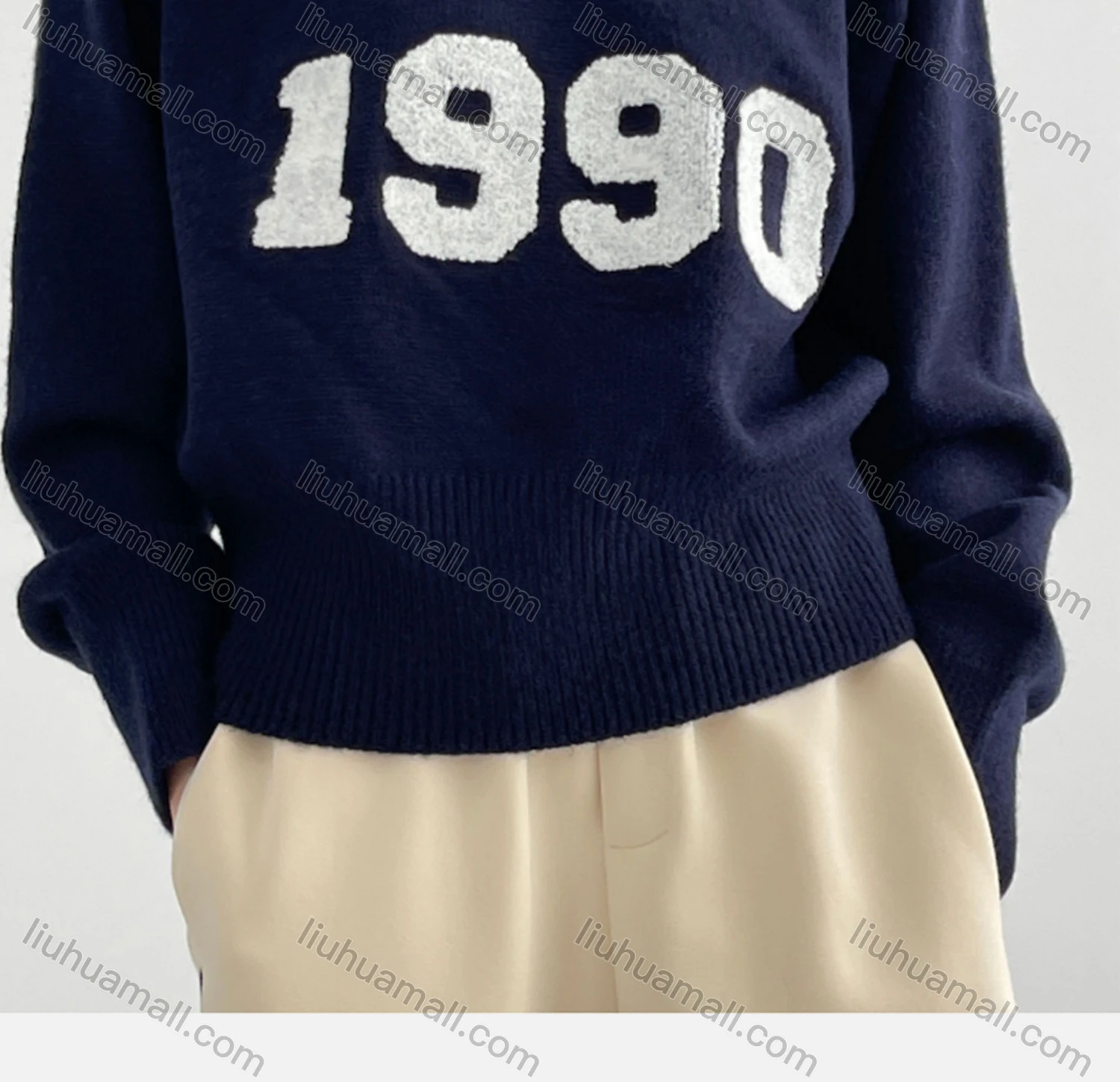Wholesale Women's Casual V Neck Long Sleeve Flock Print Knit Blouse 8149# - Liuhuamall