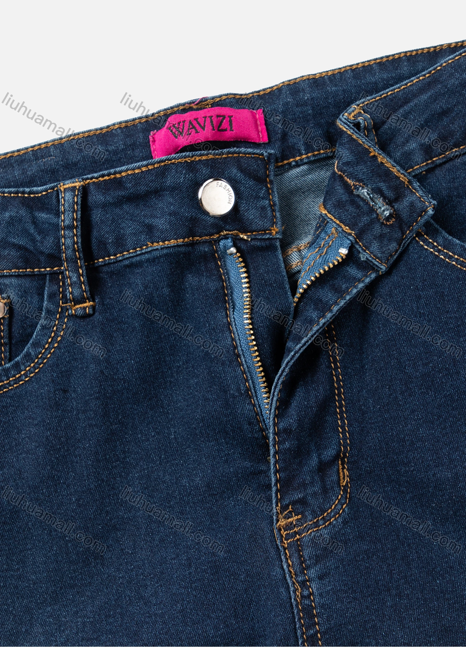 Wholesale Women's Casual Plain High Waist Straight Leg Ankle Length Skinny Fit Jeans With Belt WJ-44DB# - Liuhuamall