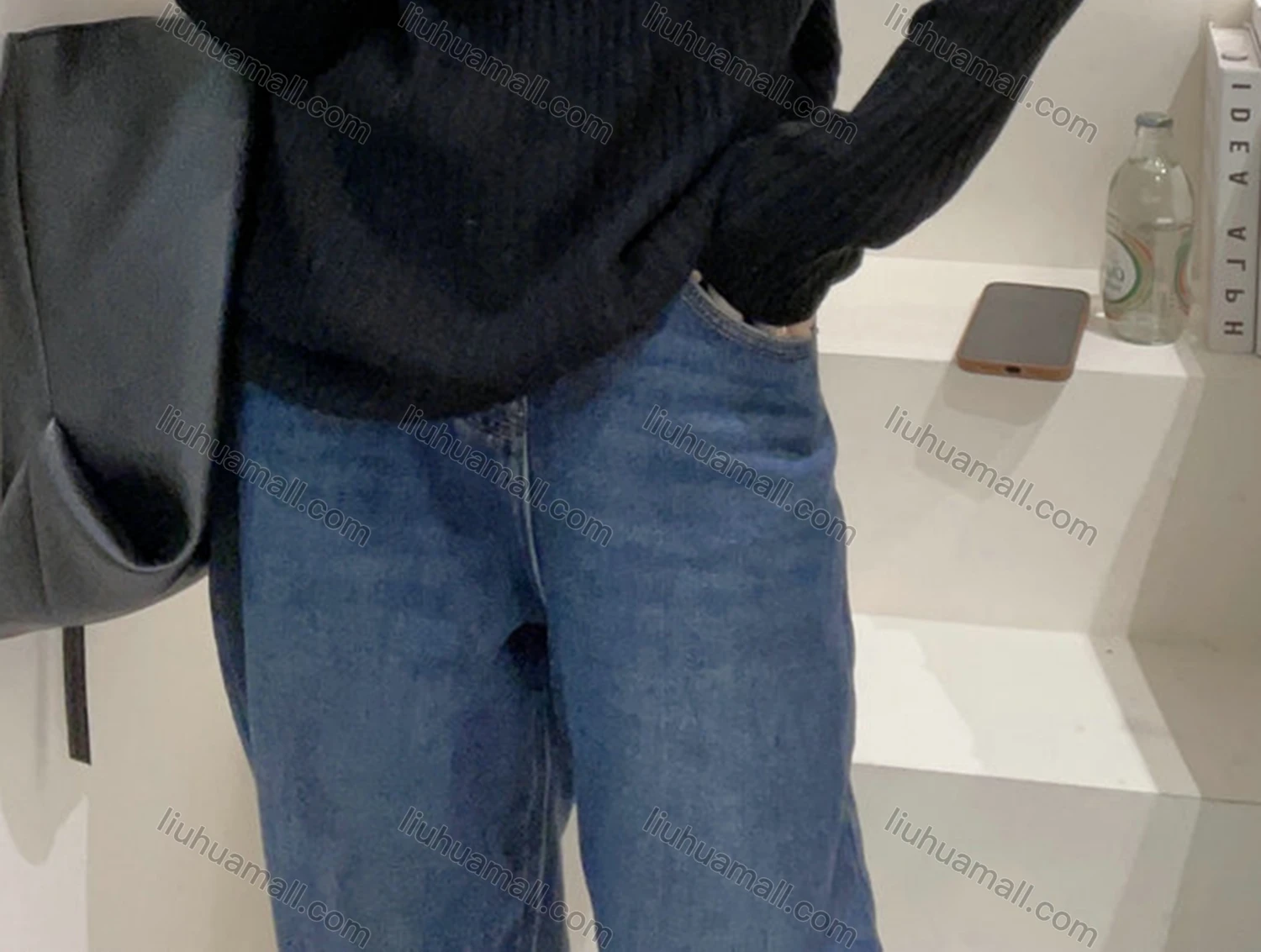 Wholesale Women's Casual High Neck Long Sleeve Button Front Knit Blouse 8150# - Liuhuamall