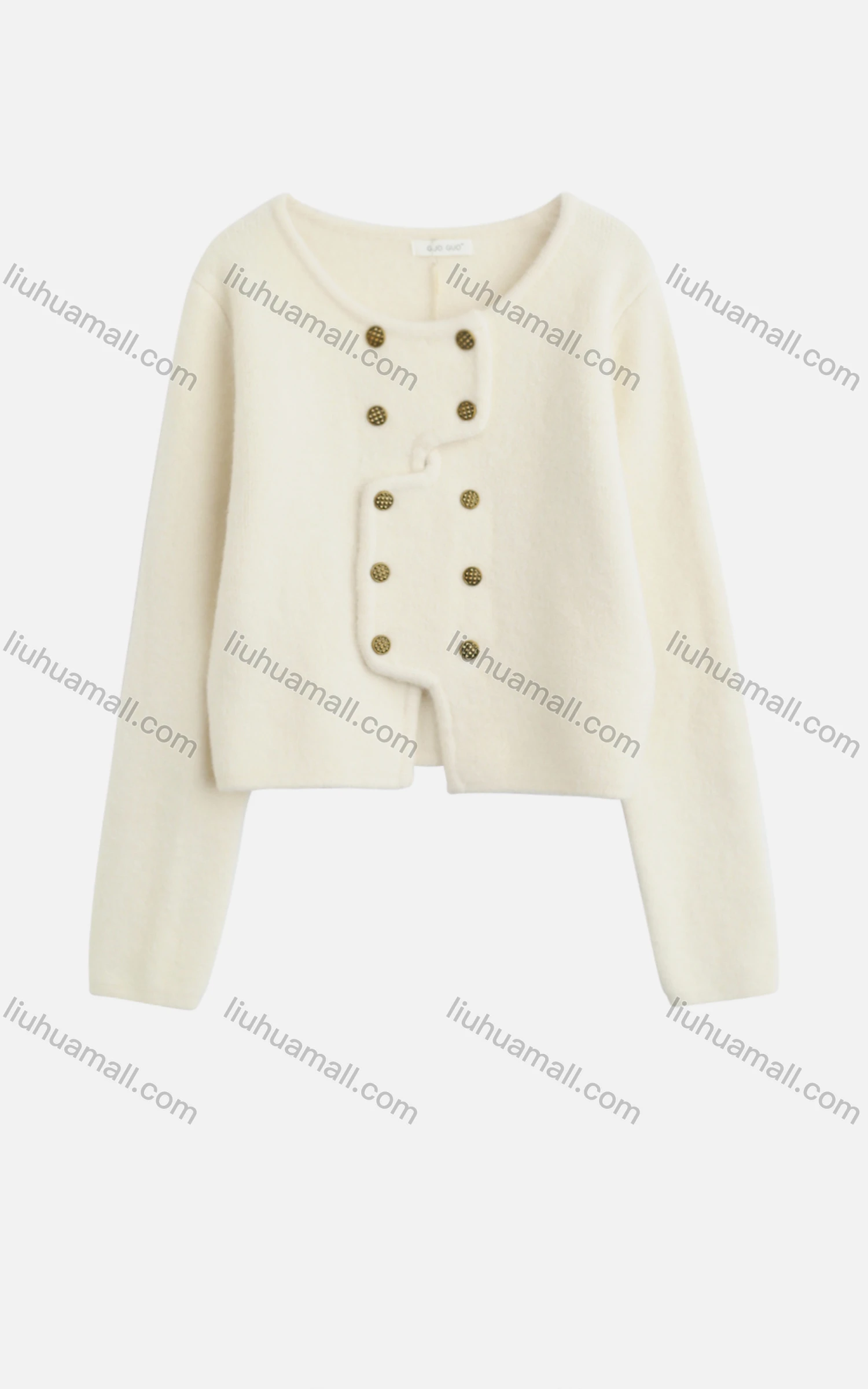 Wholesale Women's Casual Crew Neck Plain Button Down Knit Cardigan 8160# - Liuhuamall
