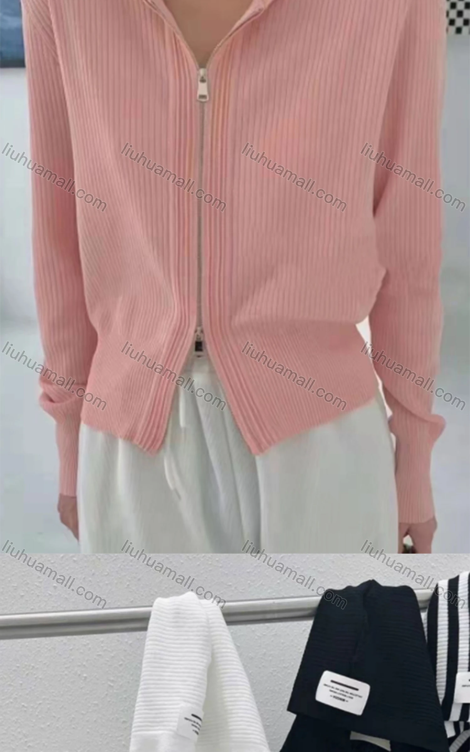 Wholesale Women's Casual Hooded Zipper Plain Knitted Jackets M904# - Liuhuamall