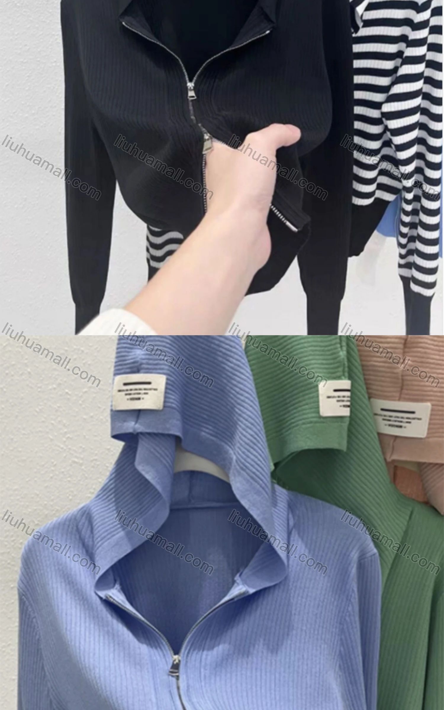 Wholesale Women's Casual Hooded Zipper Plain Knitted Jackets M904# - Liuhuamall