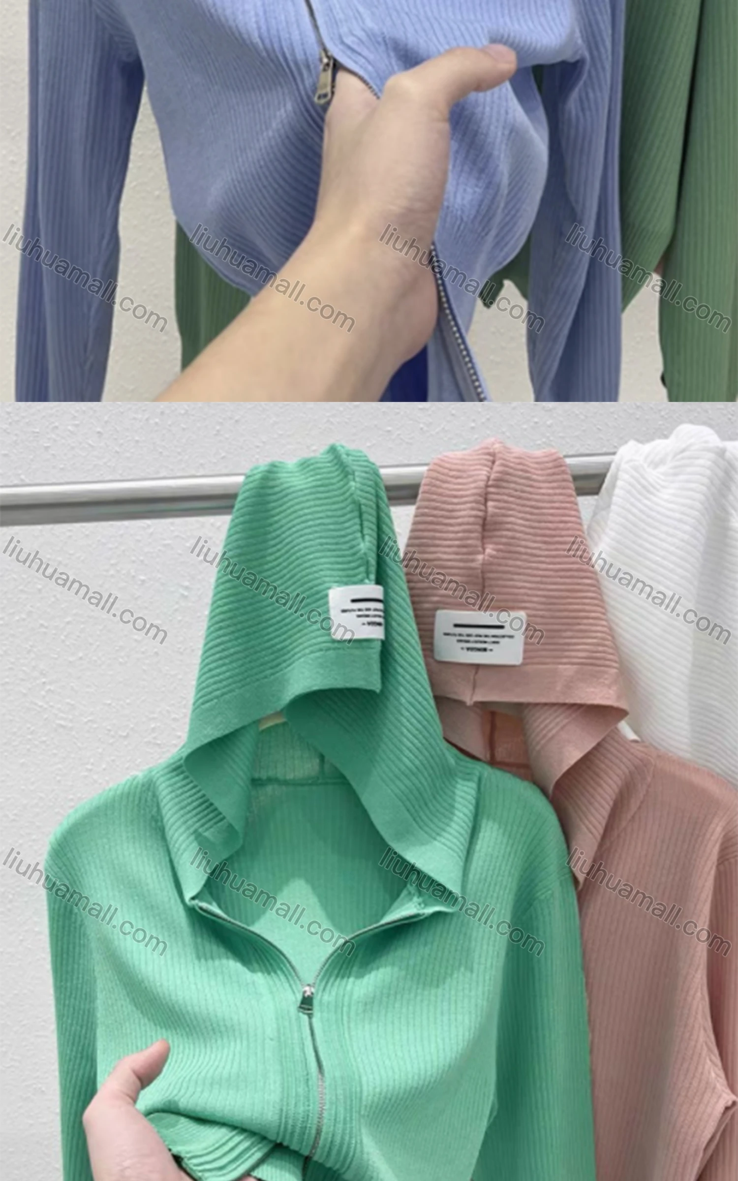Wholesale Women's Casual Hooded Zipper Plain Knitted Jackets M904# - Liuhuamall