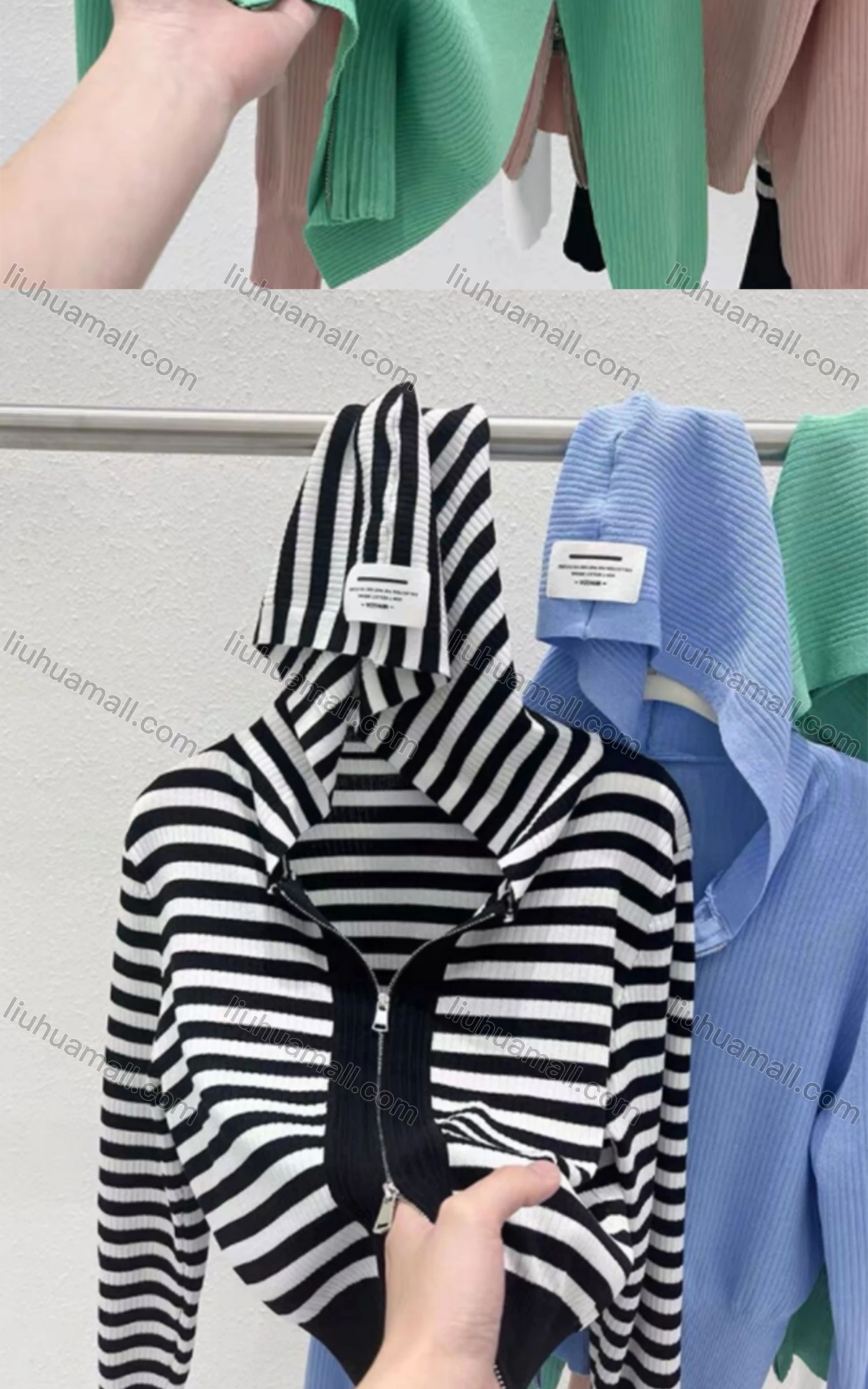 Wholesale Women's Casual Hooded Zipper Plain Knitted Jackets M904# - Liuhuamall