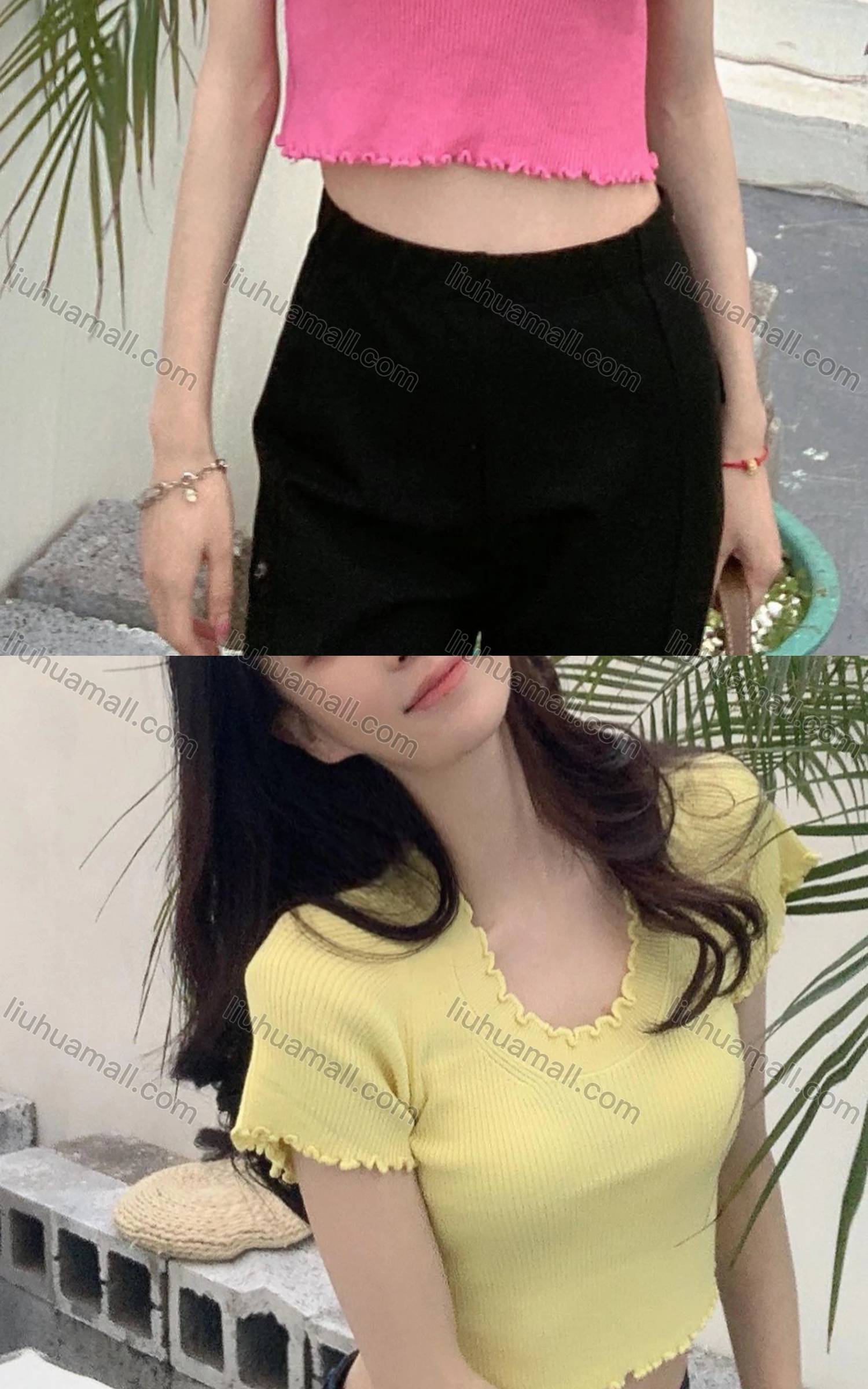 Wholesale Women's Casual Crew Neck Short Sleeve Plain Crop Blouse M912# - Liuhuamall