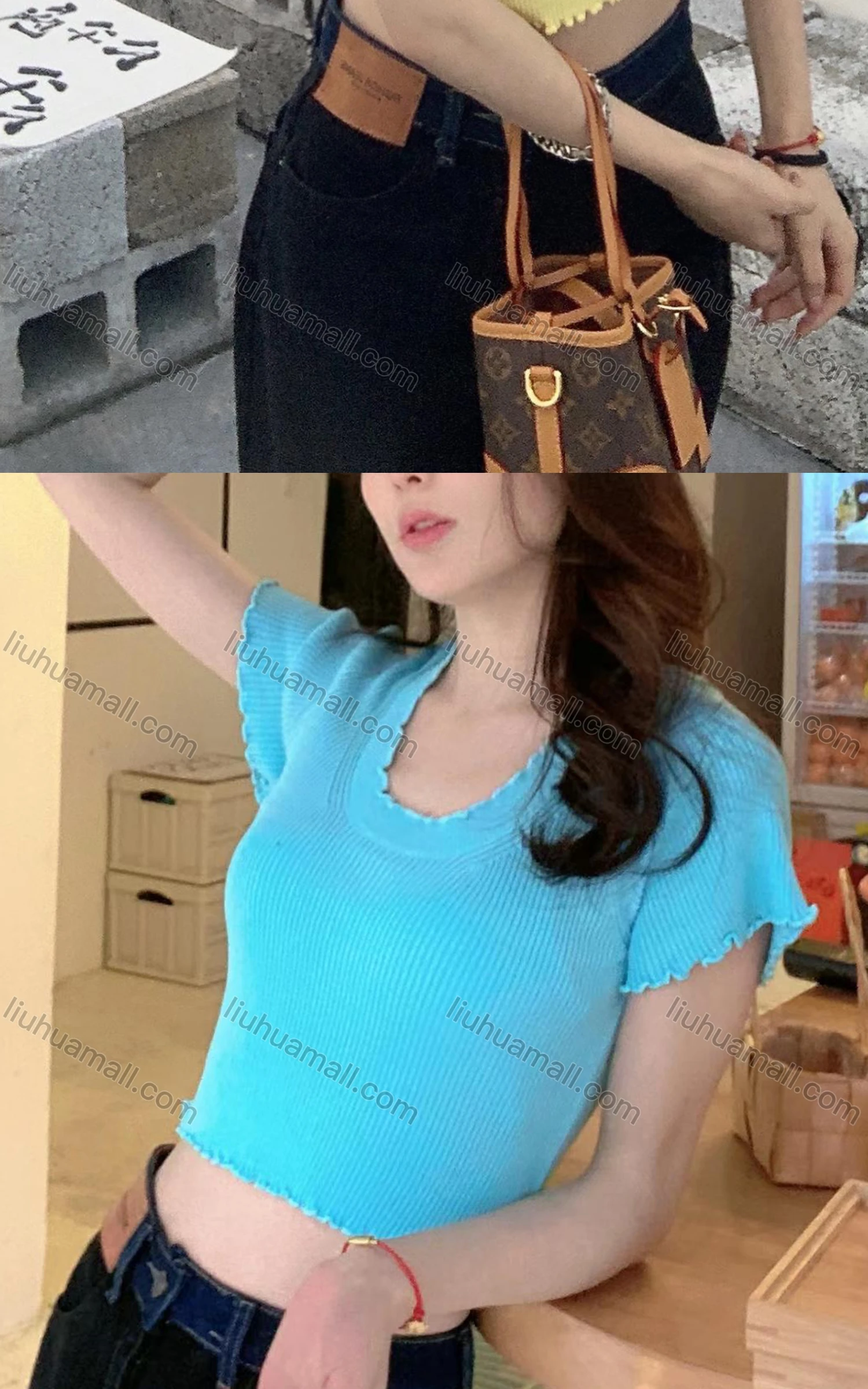 Wholesale Women's Casual Crew Neck Short Sleeve Plain Crop Blouse M912# - Liuhuamall