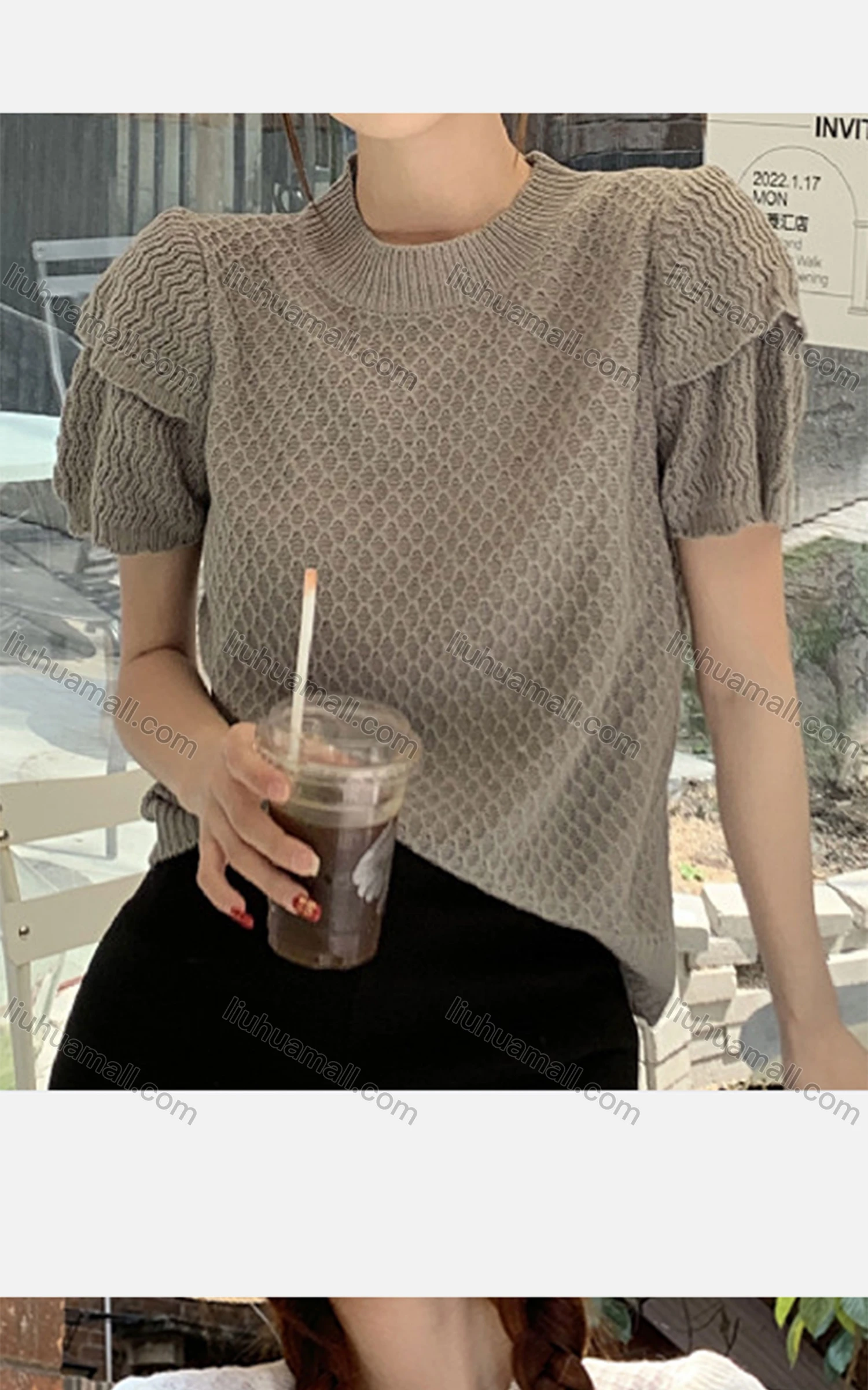 Wholesale Women's Casual Crew Neck Short Sleeve Plain Knit Blouse M911# - Liuhuamall