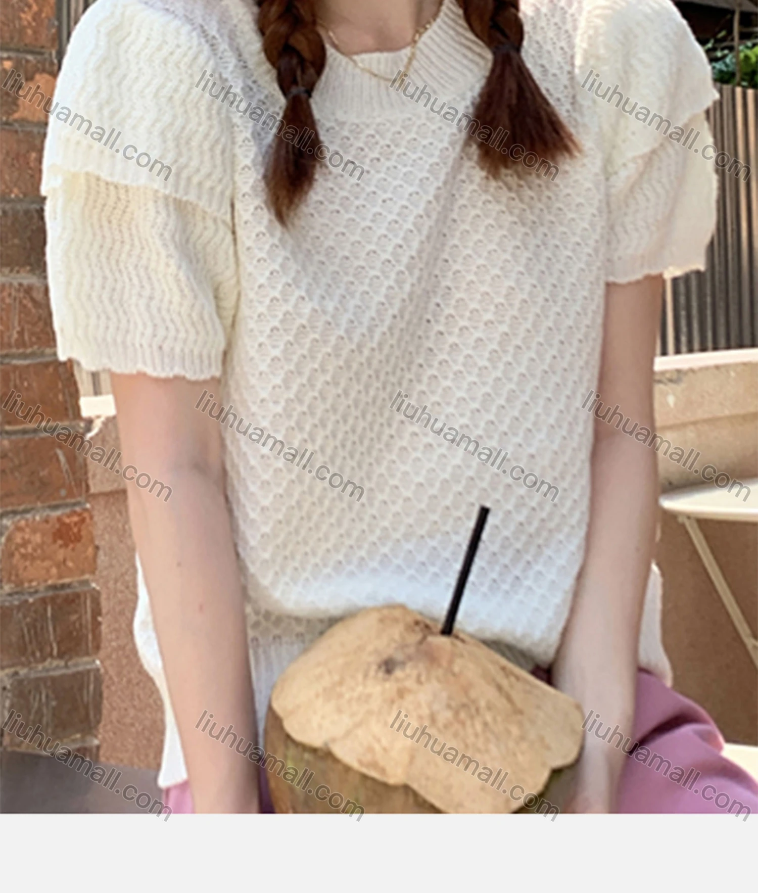 Wholesale Women's Casual Crew Neck Short Sleeve Plain Knit Blouse M911# - Liuhuamall