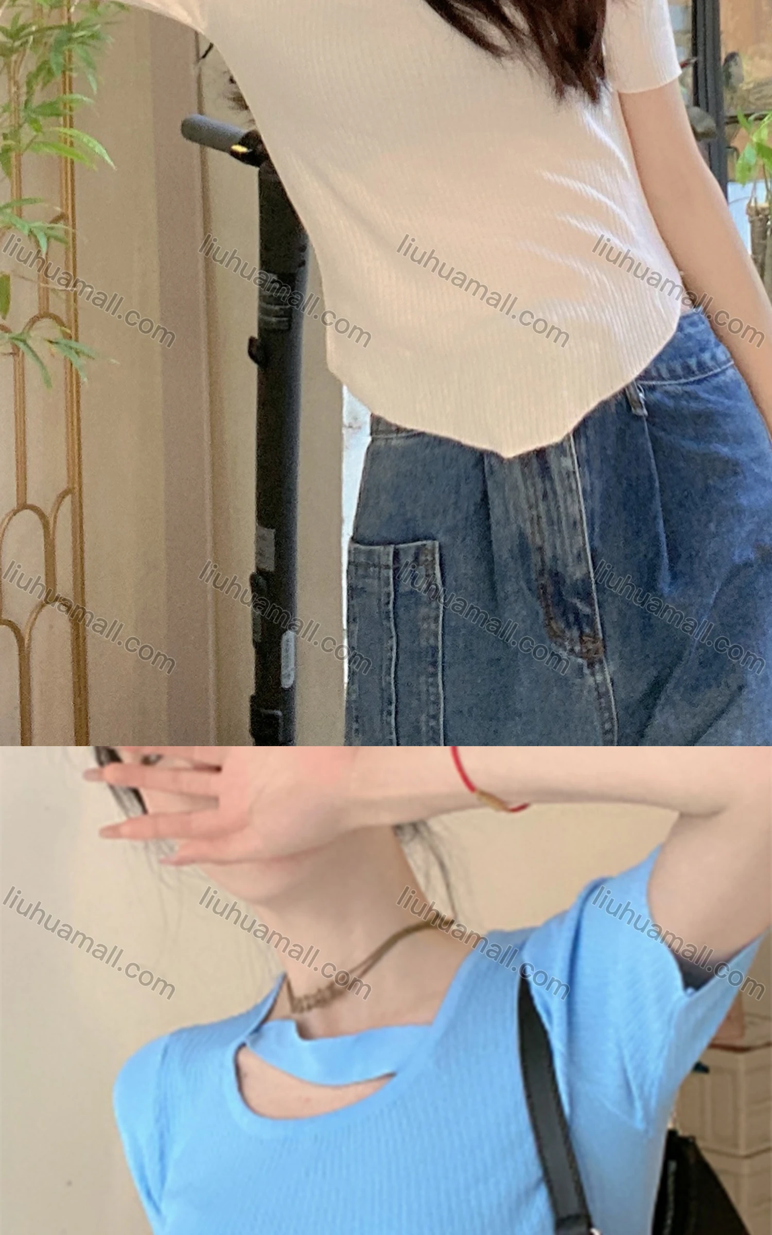 Wholesale Women's Casual Crew Neck Short Sleeve Knit Top M918# - Liuhuamall
