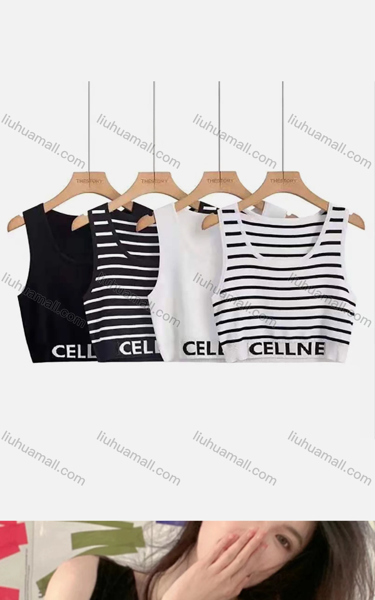 Wholesale Women's Casual Crew Neck Striped Crop Tank Top M922# - Liuhuamall