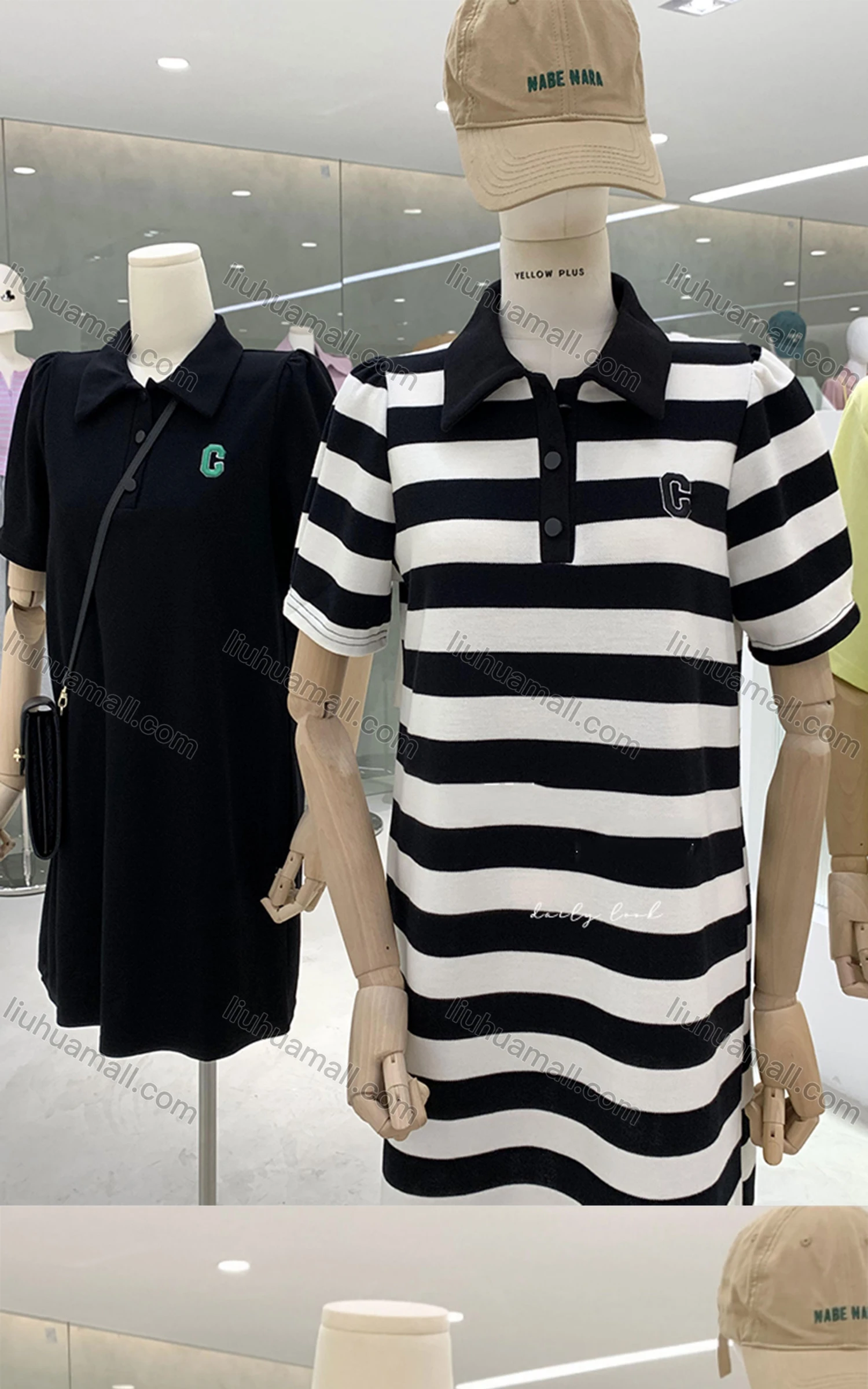 Wholesale Women's Casual Collared Button Front Short Sleeve Polo Shirt Dress M929# - Liuhuamall