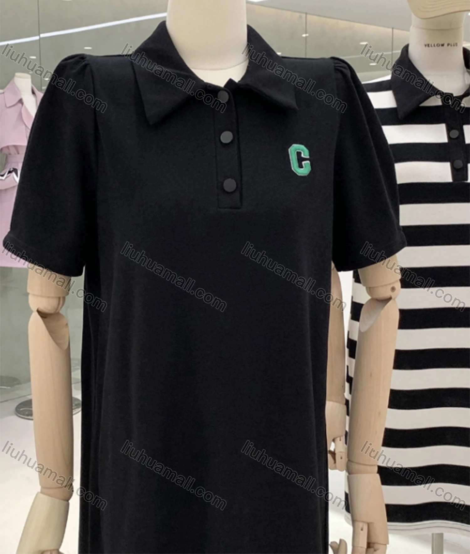 Wholesale Women's Casual Collared Button Front Short Sleeve Polo Shirt Dress M929# - Liuhuamall
