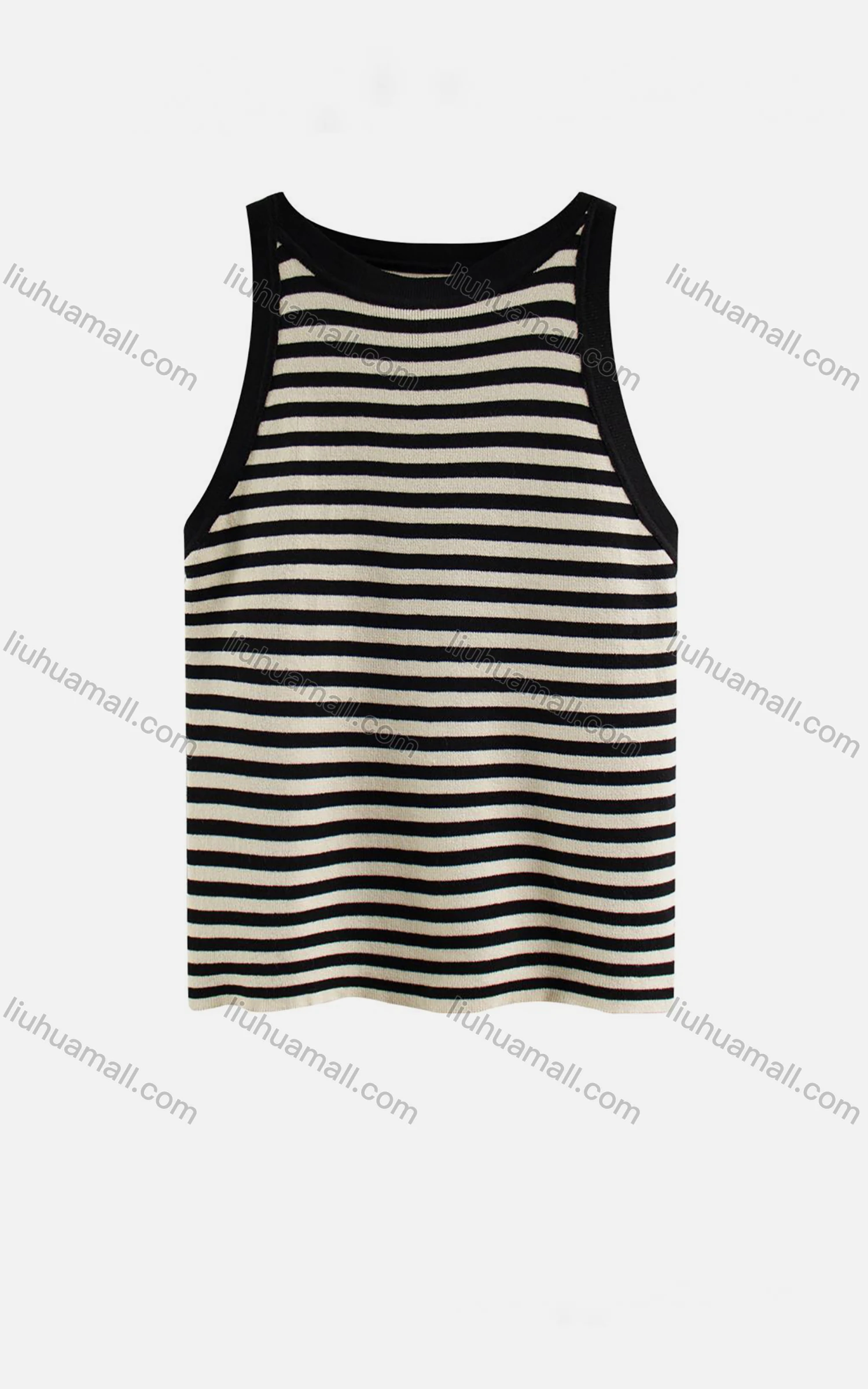 Wholesale Women's Casual Crew Neck Striped Knit Tank Top M948# - Liuhuamall