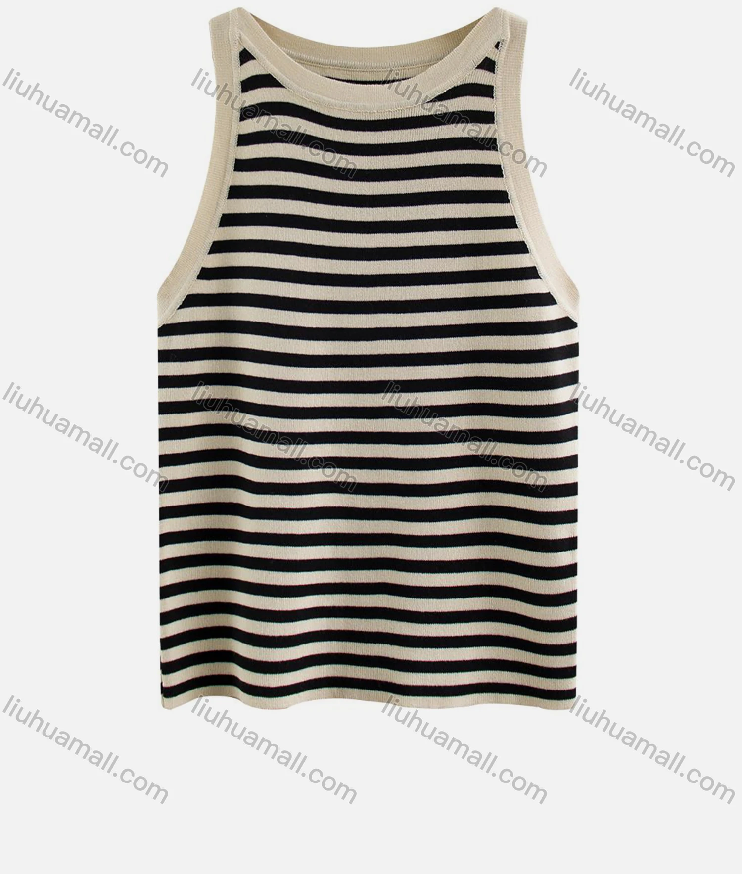 Wholesale Women's Casual Crew Neck Striped Knit Tank Top M948# - Liuhuamall