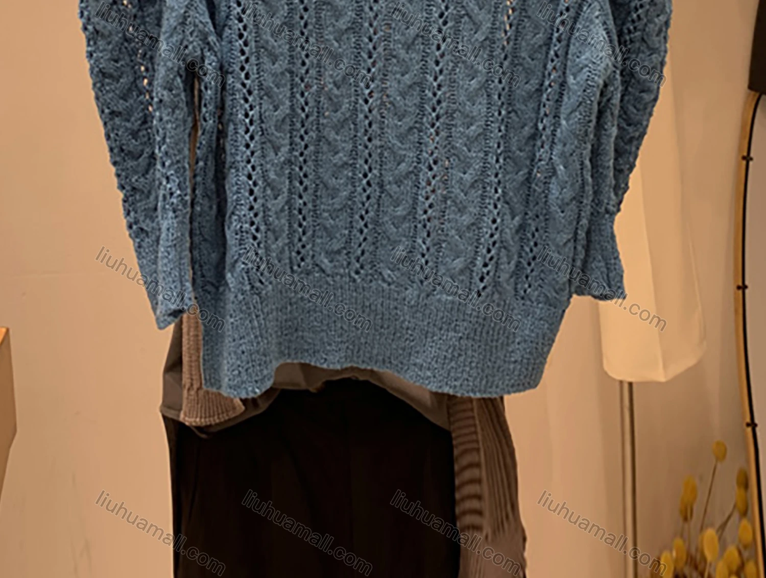 Wholesale Women's Casual Crew Neck Long Sleeve Cable Knit Sweater M950# - Liuhuamall
