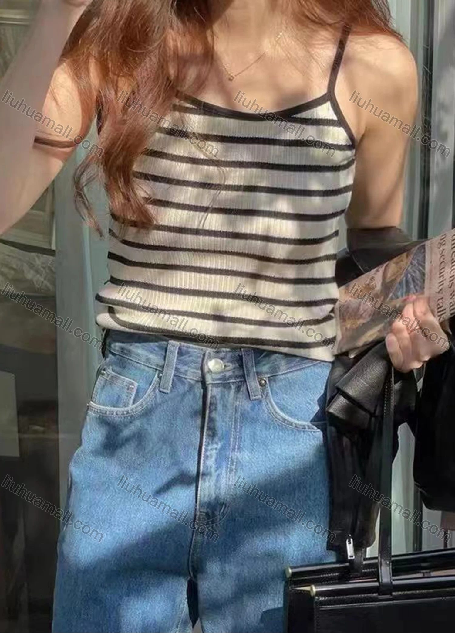 Wholesale Women's Casual Cold Shoulder Ribbed Knit Cami Top M953# - Liuhuamall