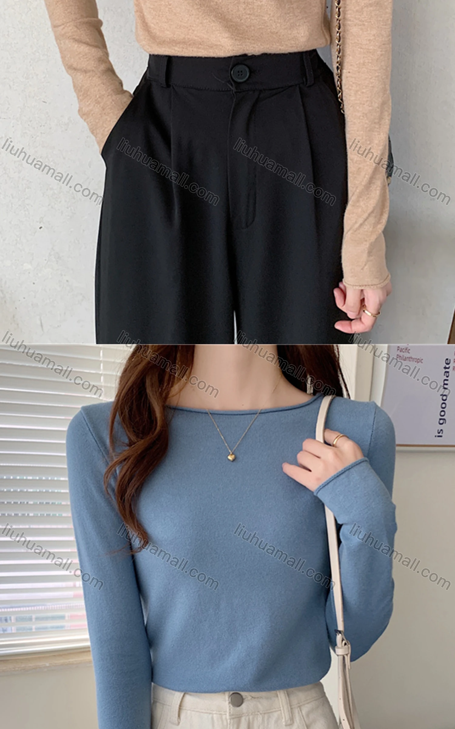 Wholesale Women's Casual Plain Bateau Neck Long Sleeve T-shirt M960# - Liuhuamall