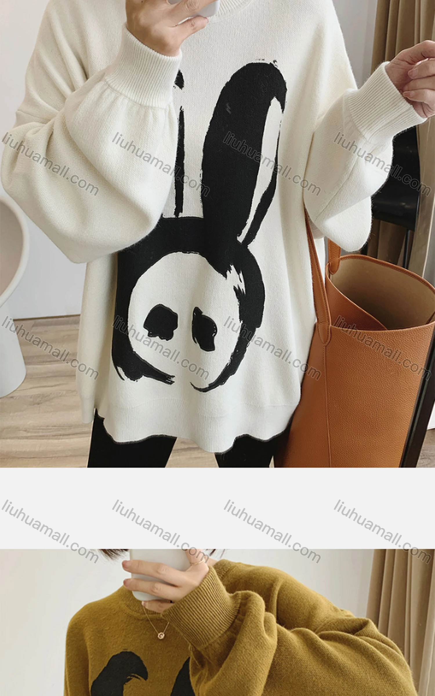 Wholesale Women's Casual Crew Neck Long Sleeve Loose Fit Knit Top M961# - Liuhuamall