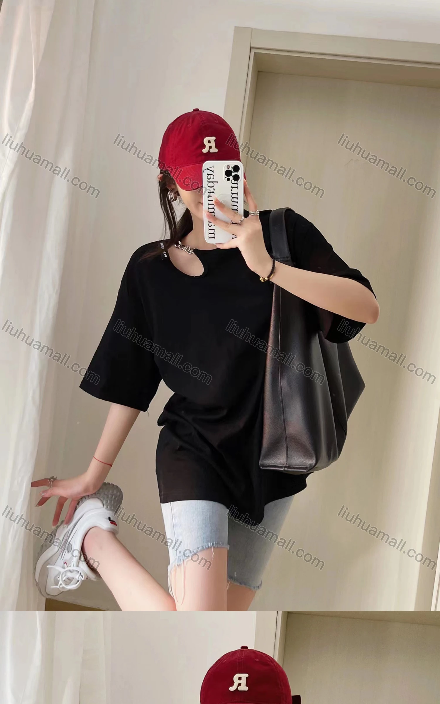 Wholesale Women's Casual Crew Neck Cut Out Half Sleeve T-shirt Y311# - Liuhuamall