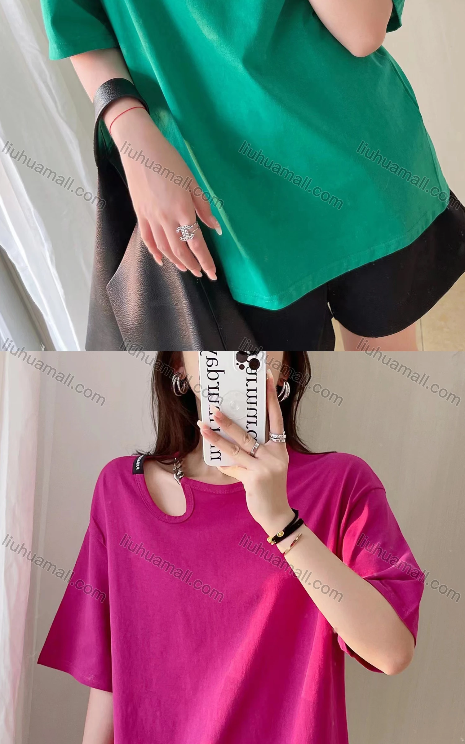 Wholesale Women's Casual Crew Neck Cut Out Half Sleeve T-shirt Y311# - Liuhuamall