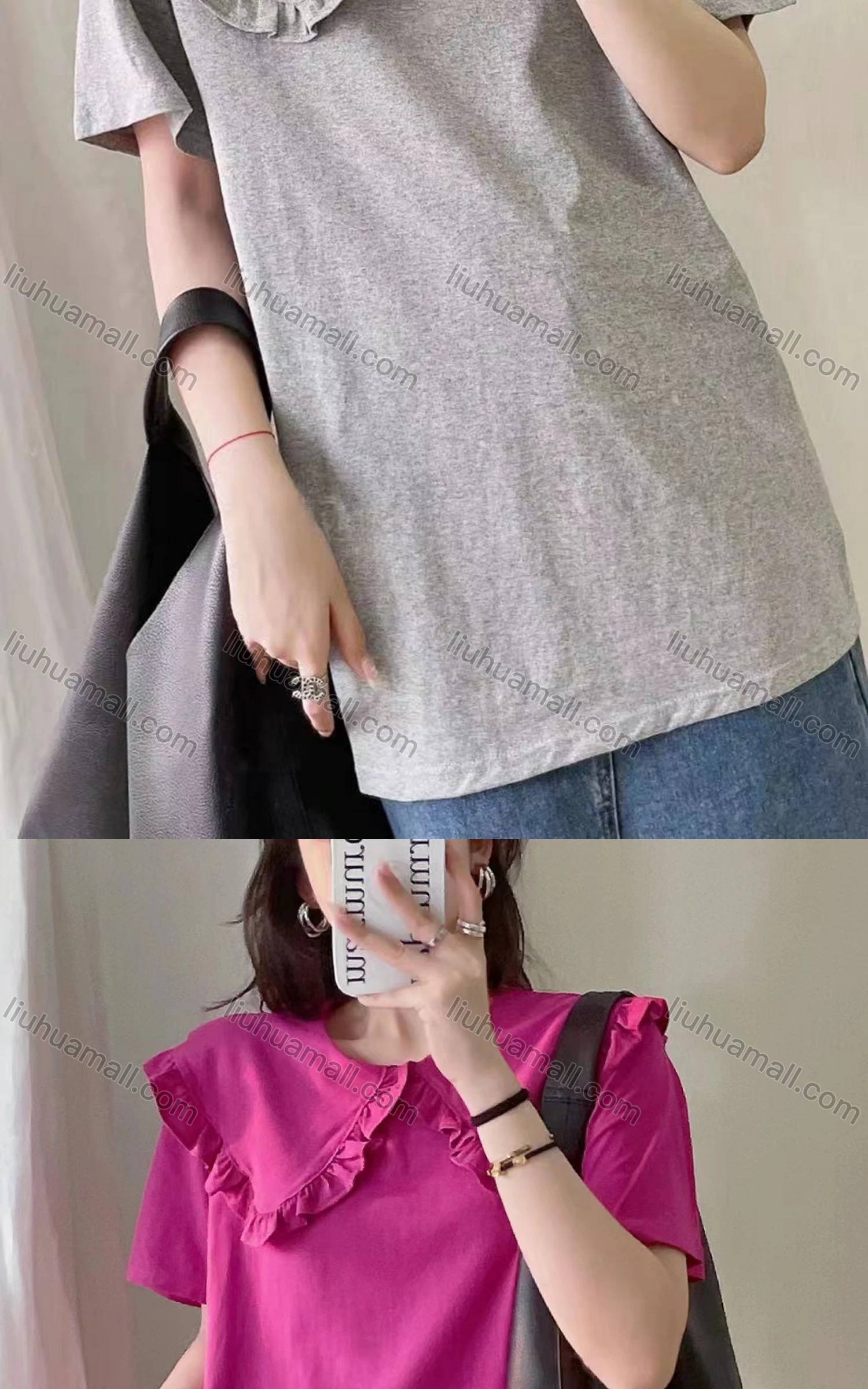 Wholesale Women's Casual Peter Pan Collar Short Sleeve Blouse Y611# - Liuhuamall