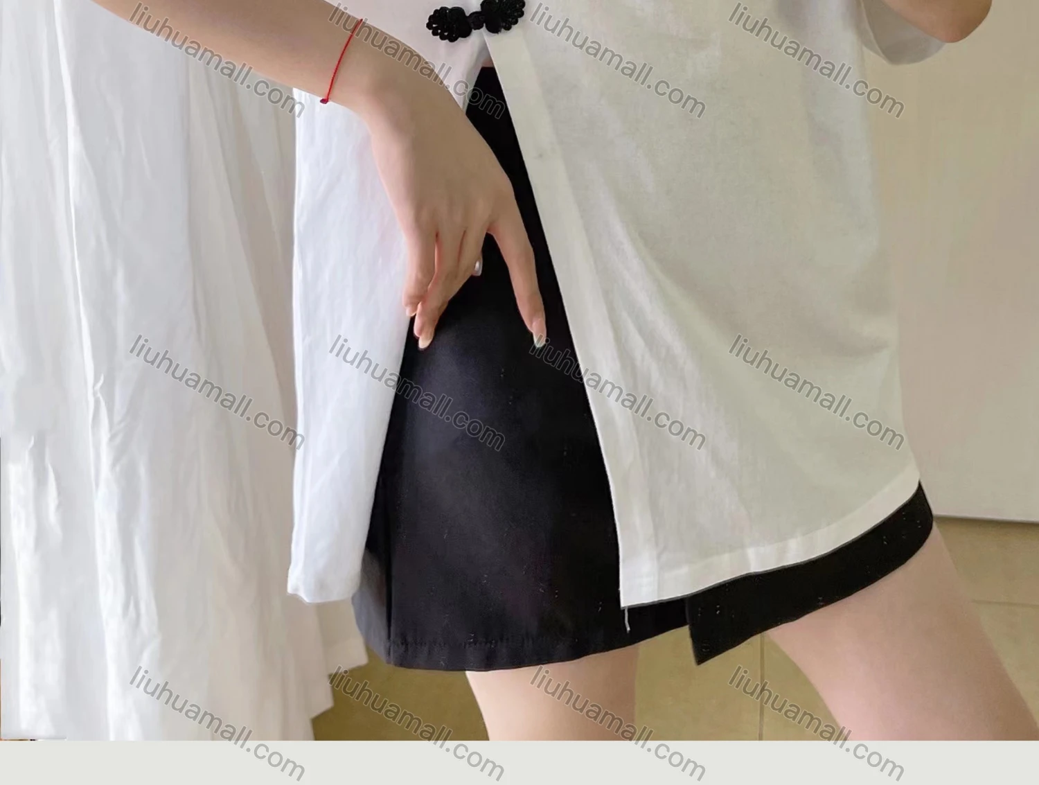 Wholesale Women's Casual Crew Neck Short Sleeve Bow Knot Split Side Blouse Y811# - Liuhuamall