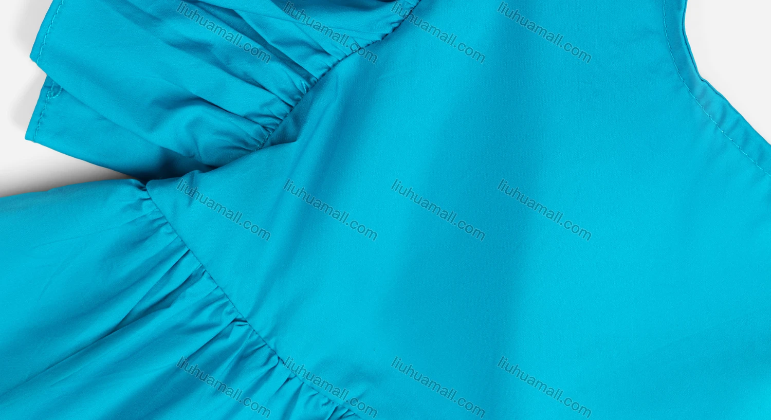 Wholesale Girls Cute Crew Neck Ruffle Sleeve Tie Back Plain Short Dress 2320# - Liuhuamall