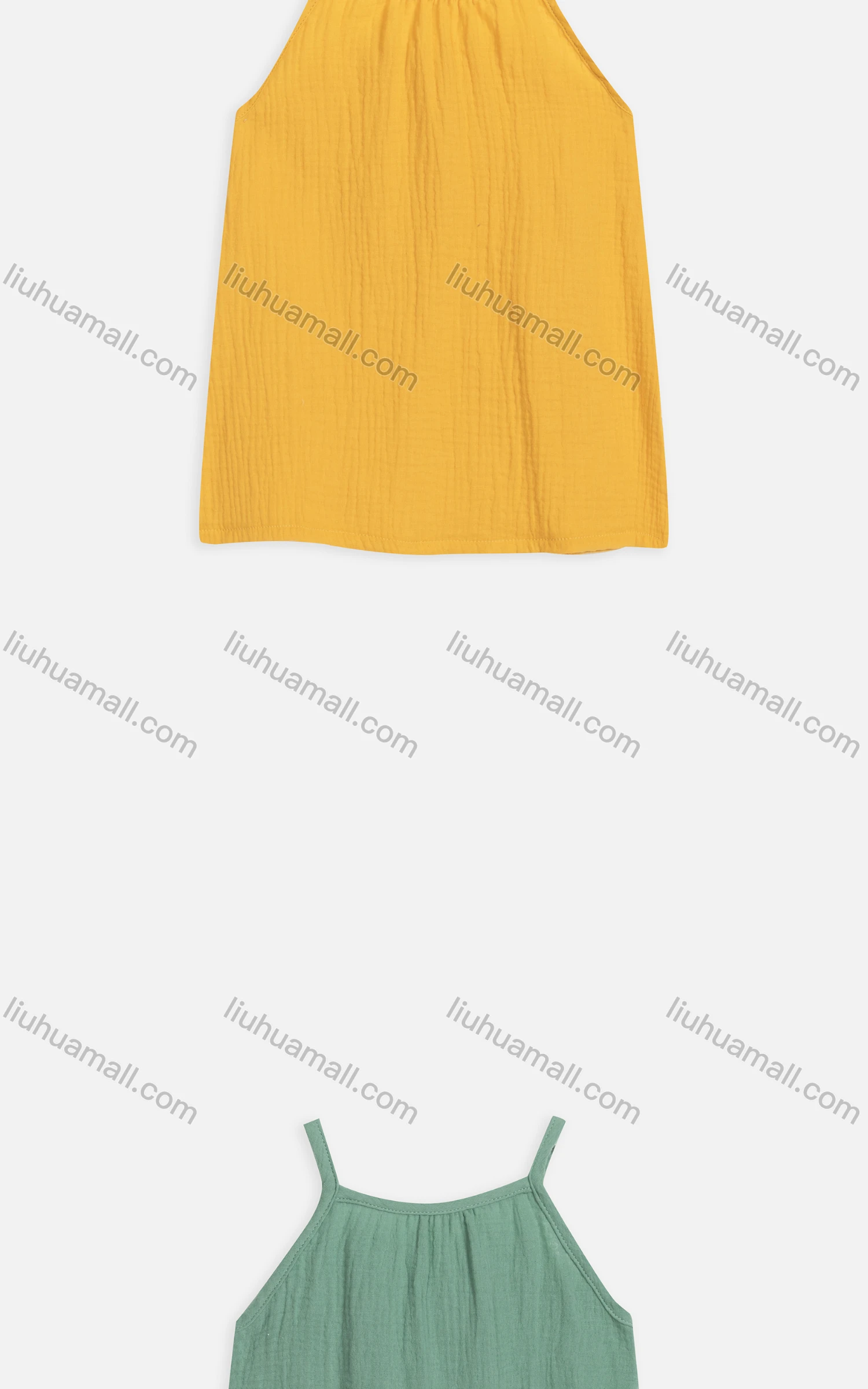 Wholesale Girls Cute Cold Shoulder Sleeveless Shirred Short Cami Dress 2223# - Liuhuamall