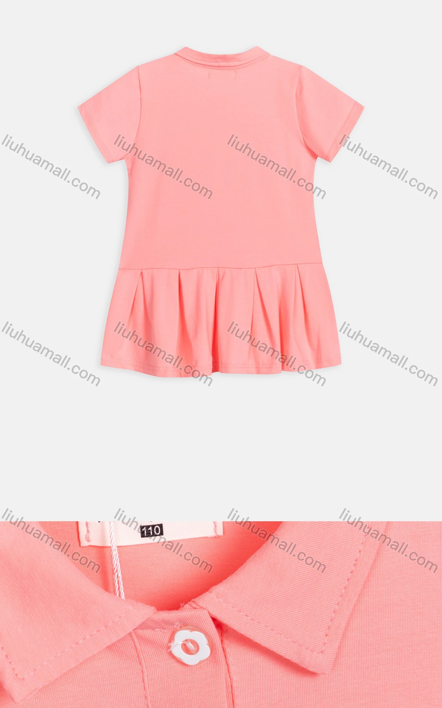 Wholesale Girls Cute Collared Short Sleeve Embroidered Short Dress AM2806# - Liuhuamall
